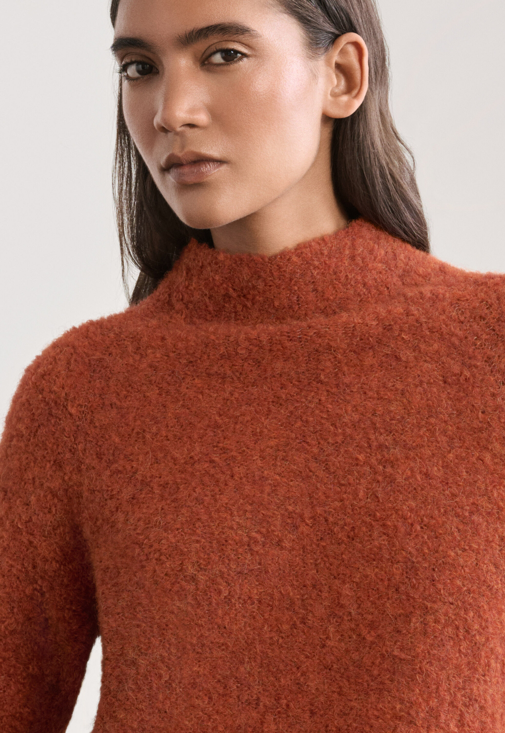 Funnel-neck sweater, Orange rust, large