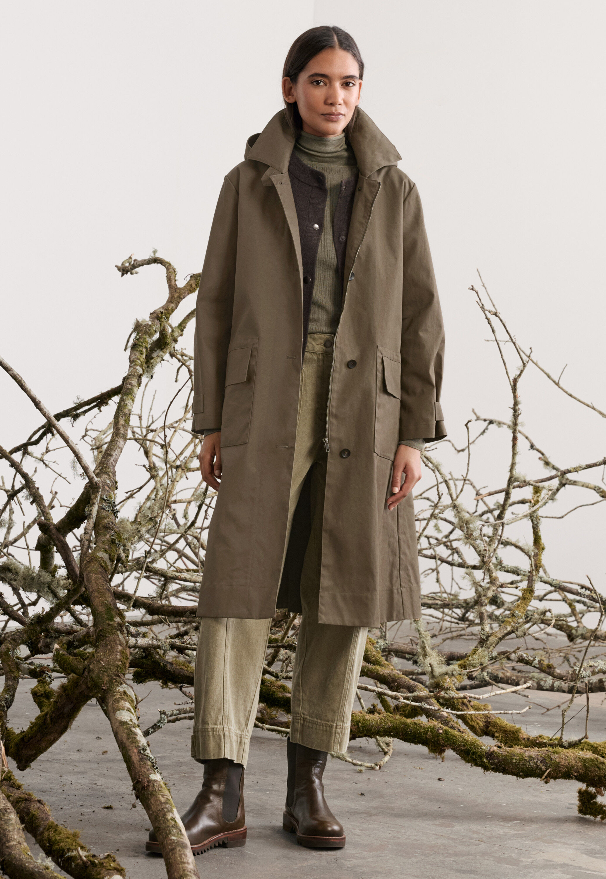 Hooded trench coat