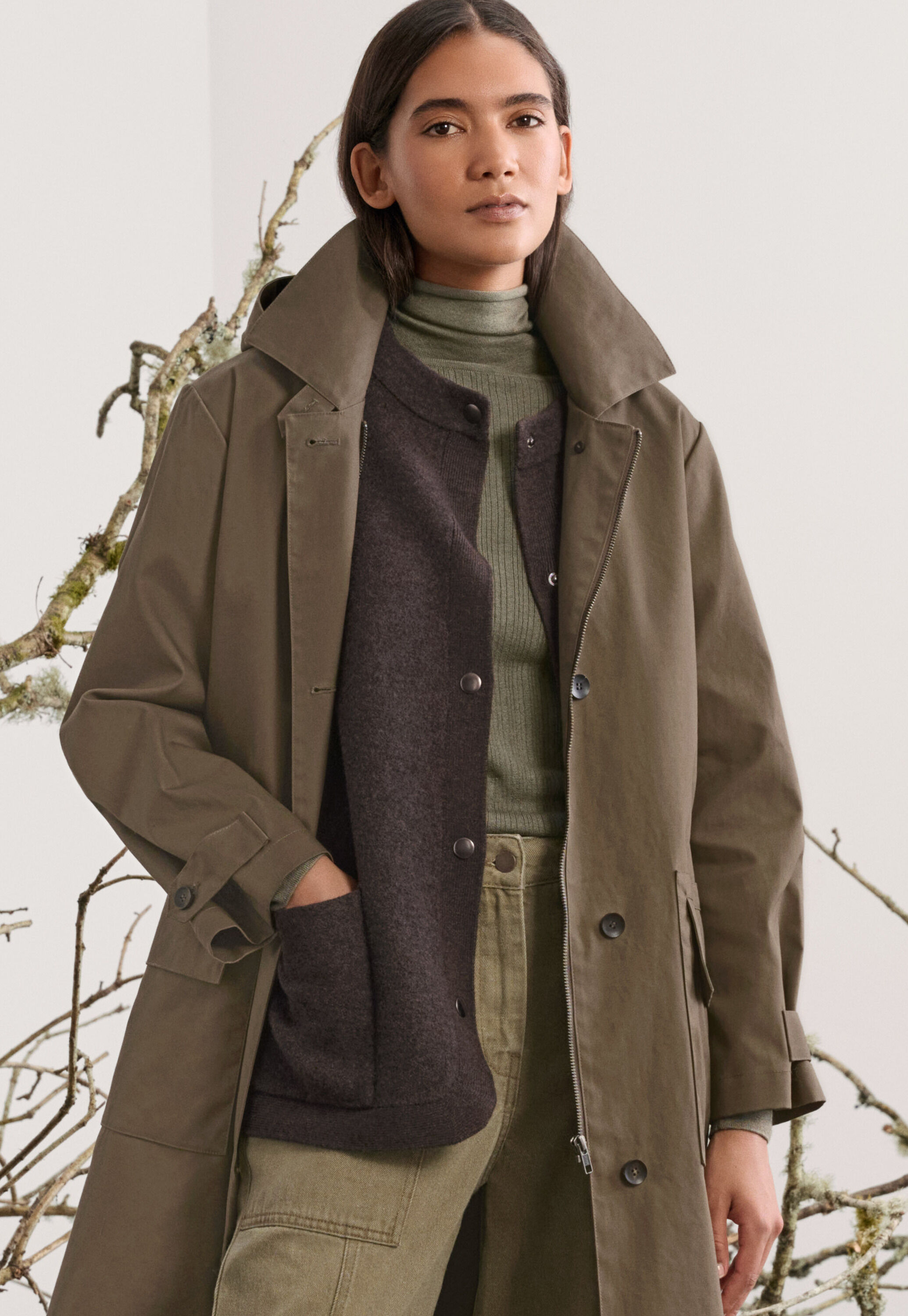 Hooded trench coat