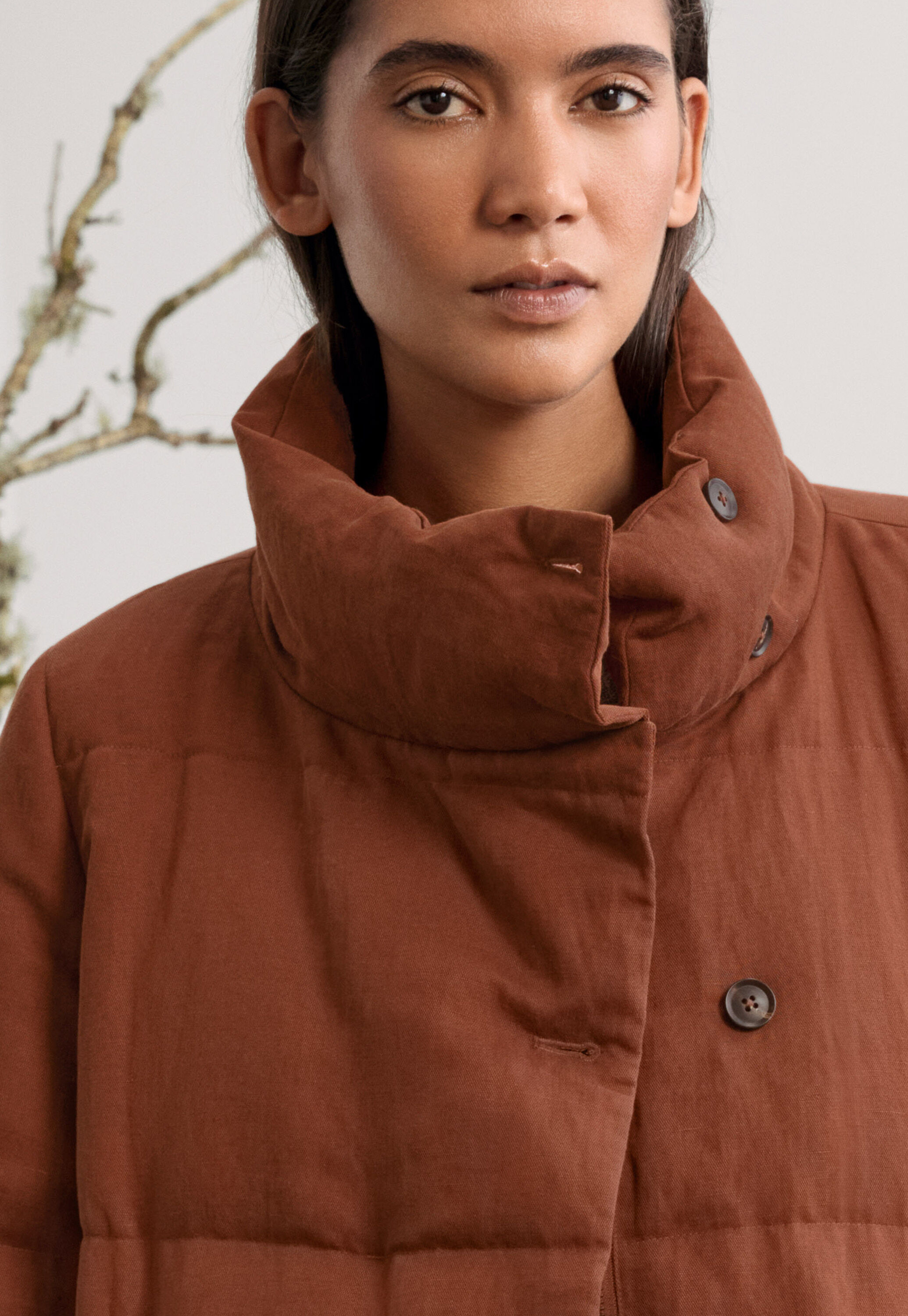 funnel-neck padded coat