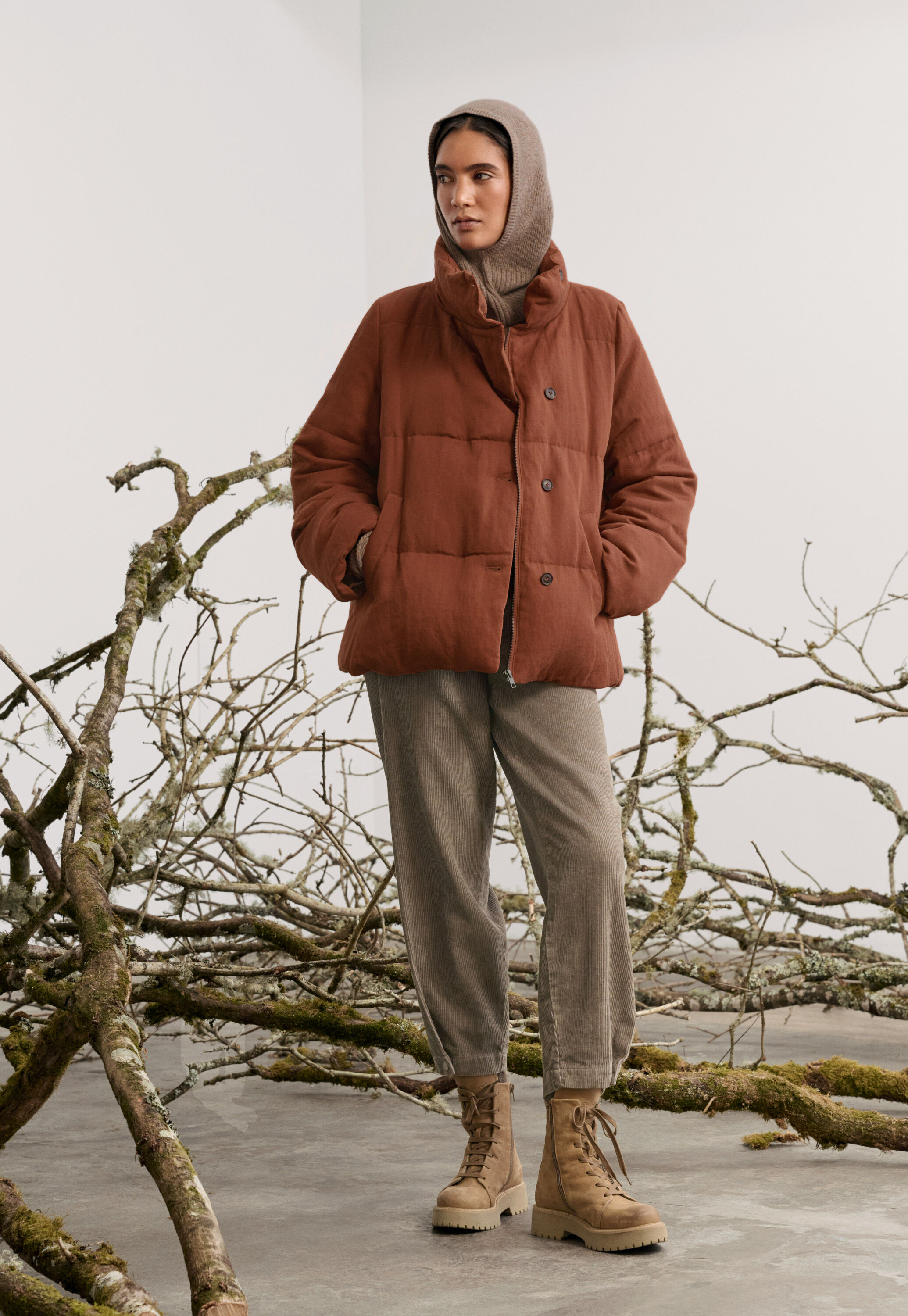 funnel-neck padded coat