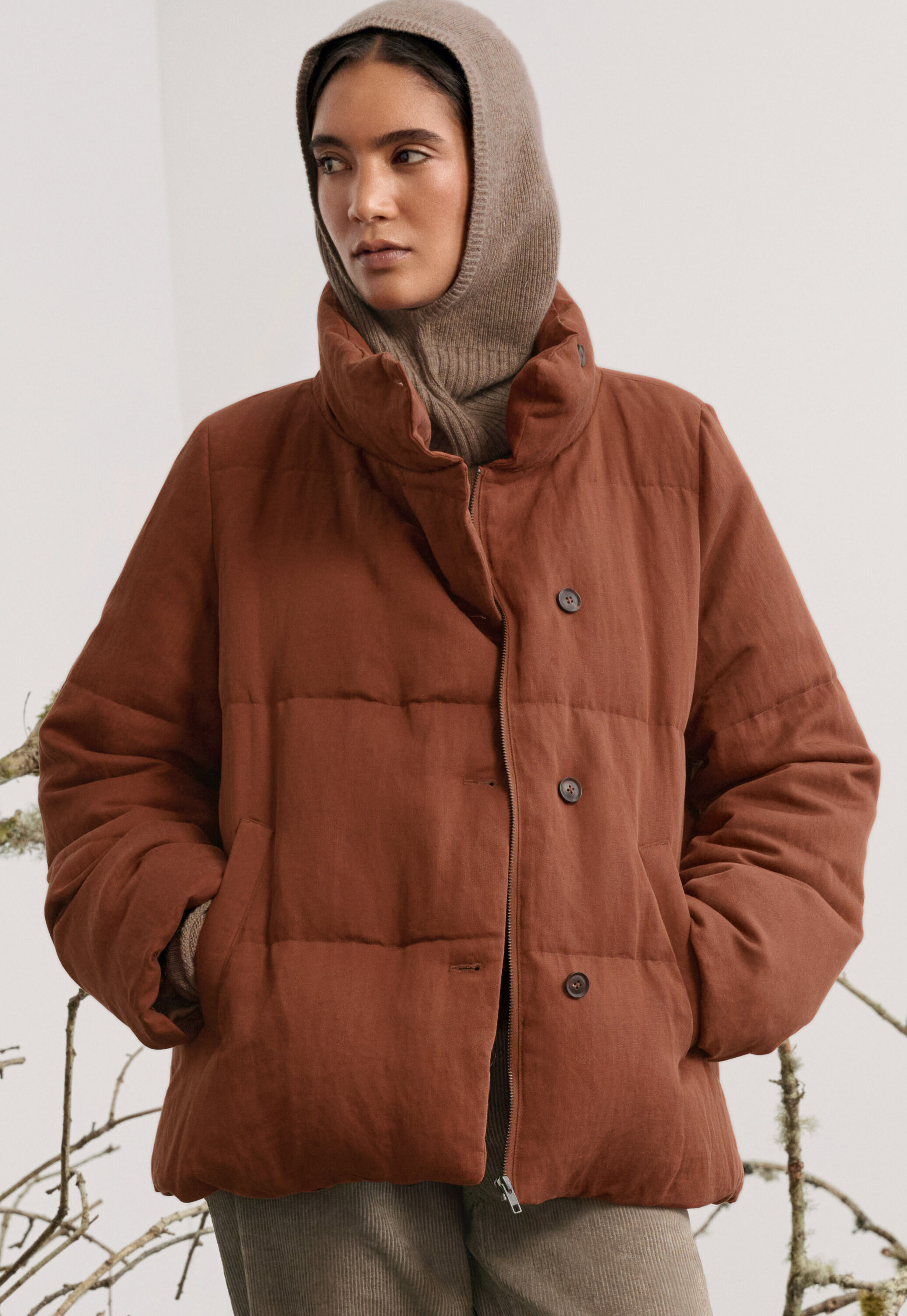 Hooded snood, Latte, large