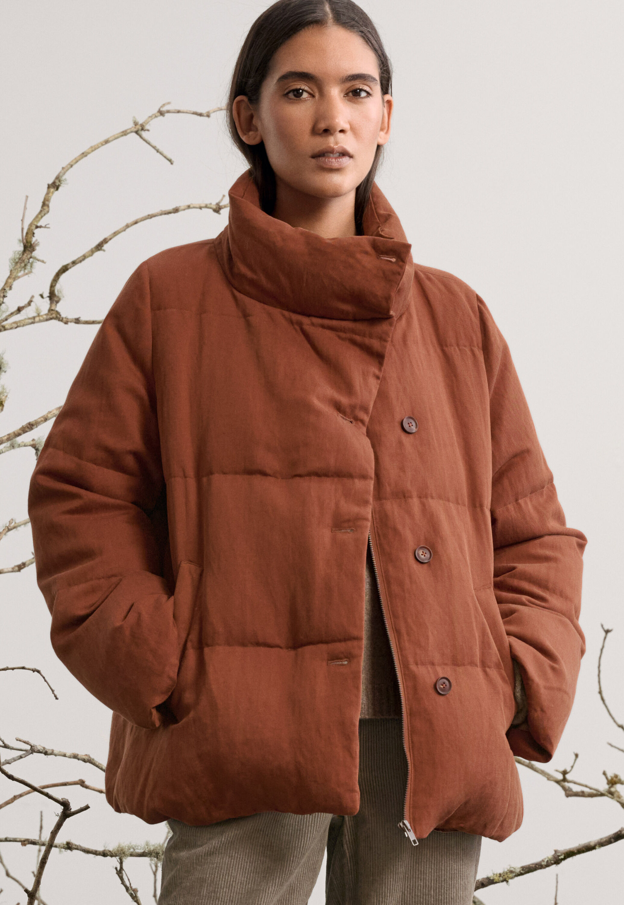 funnel-neck padded coat