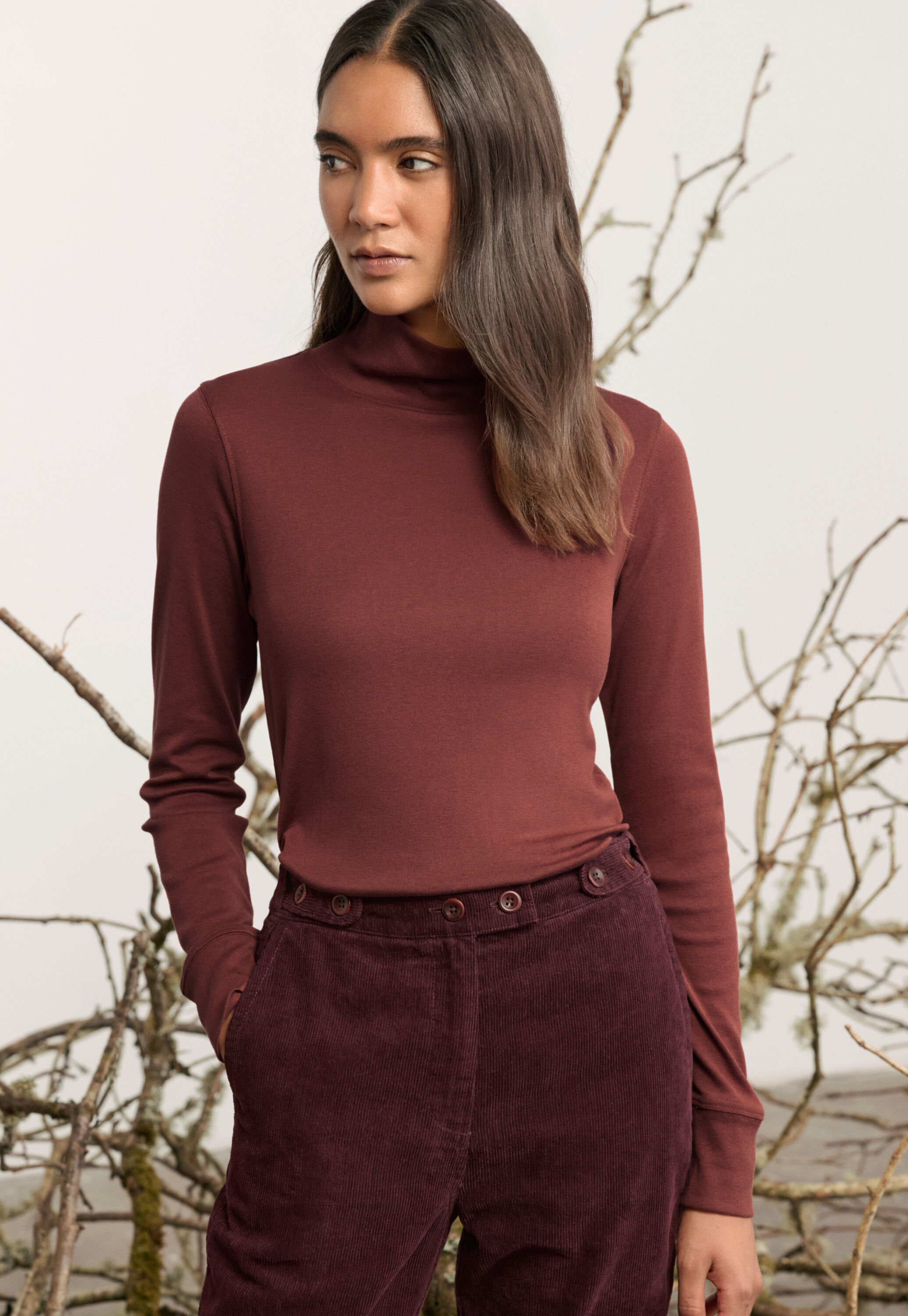 High-neck jersey top