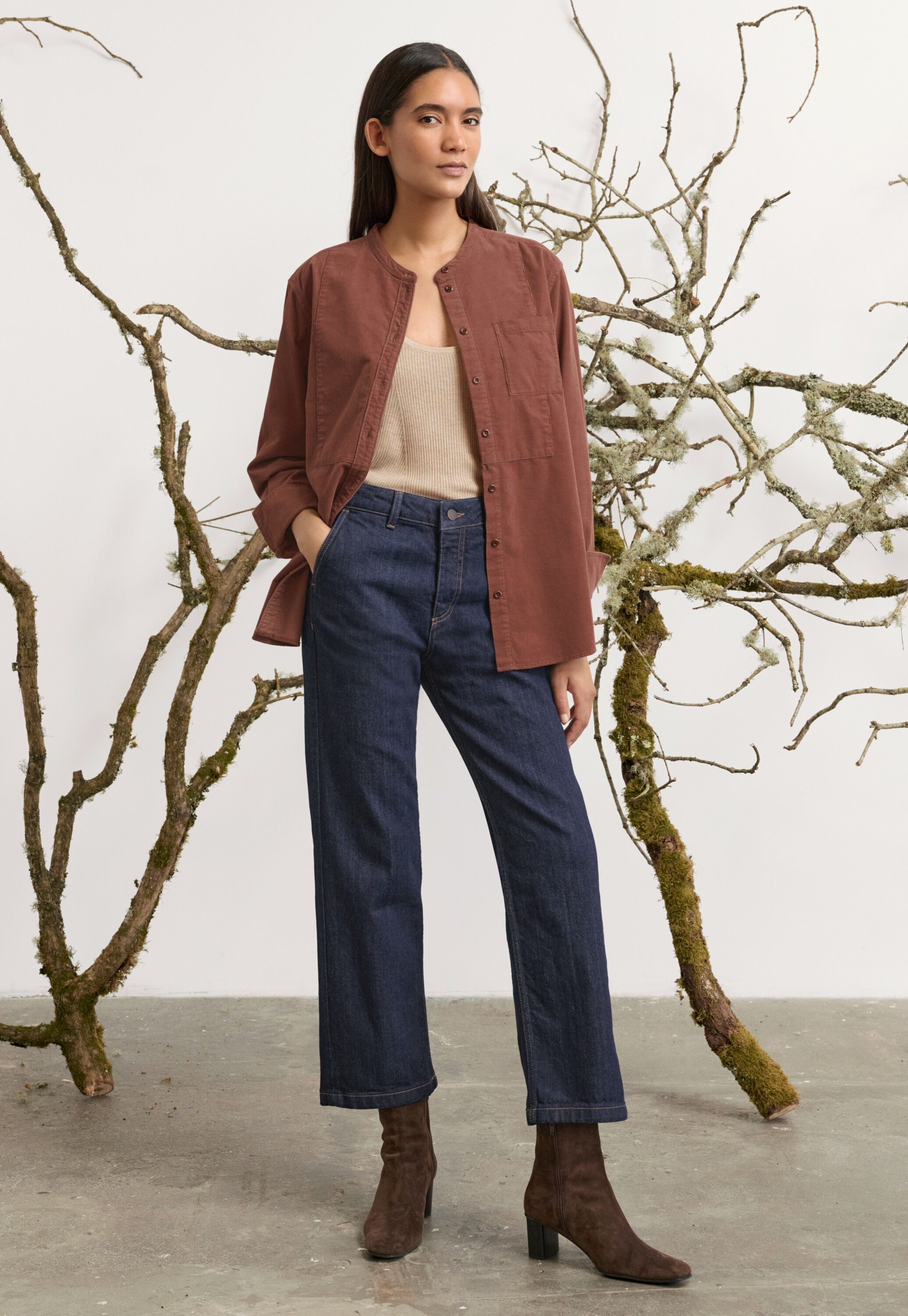 Fine-wale cord shirt, Dark blush, large