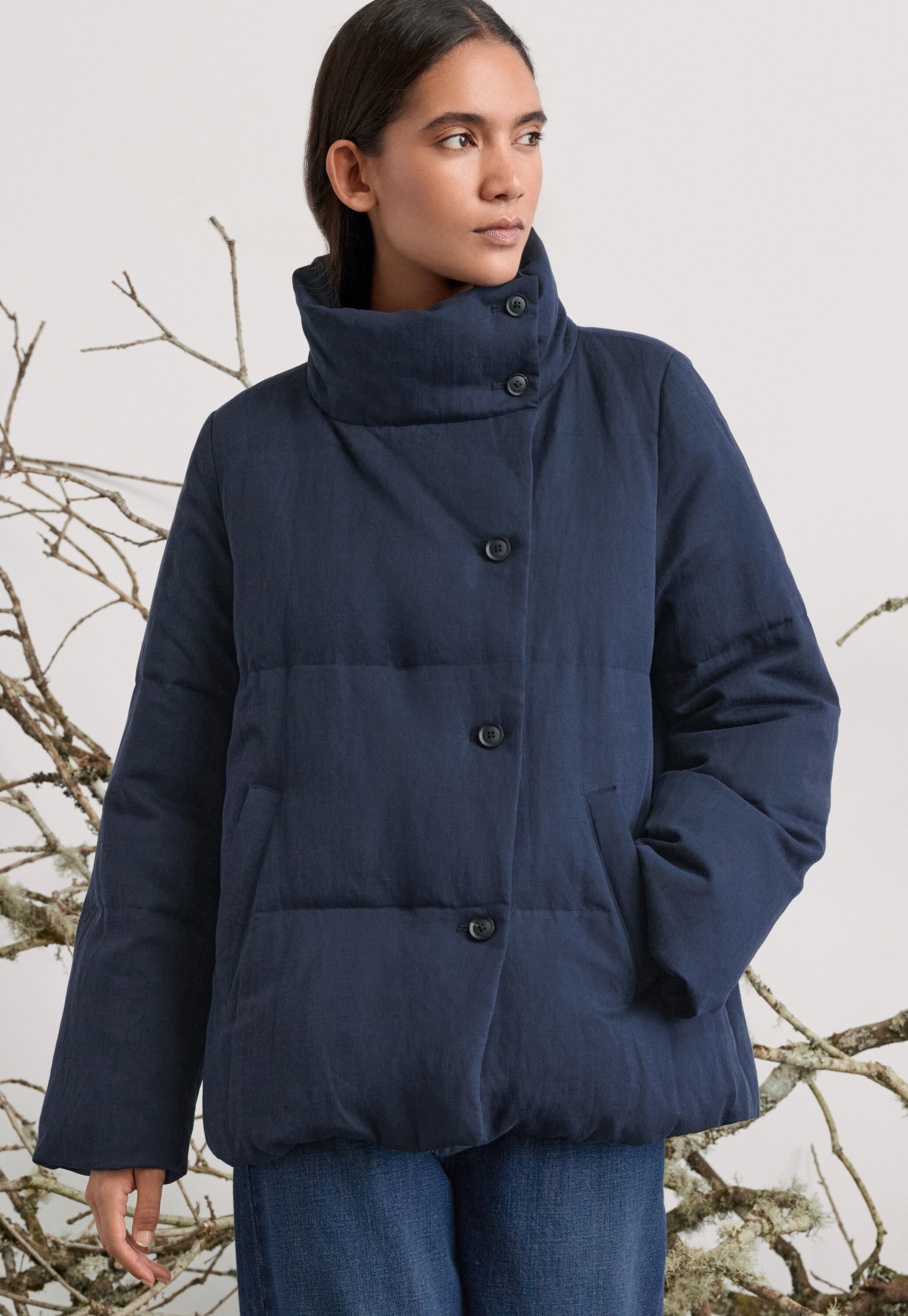 funnel-neck padded coat
