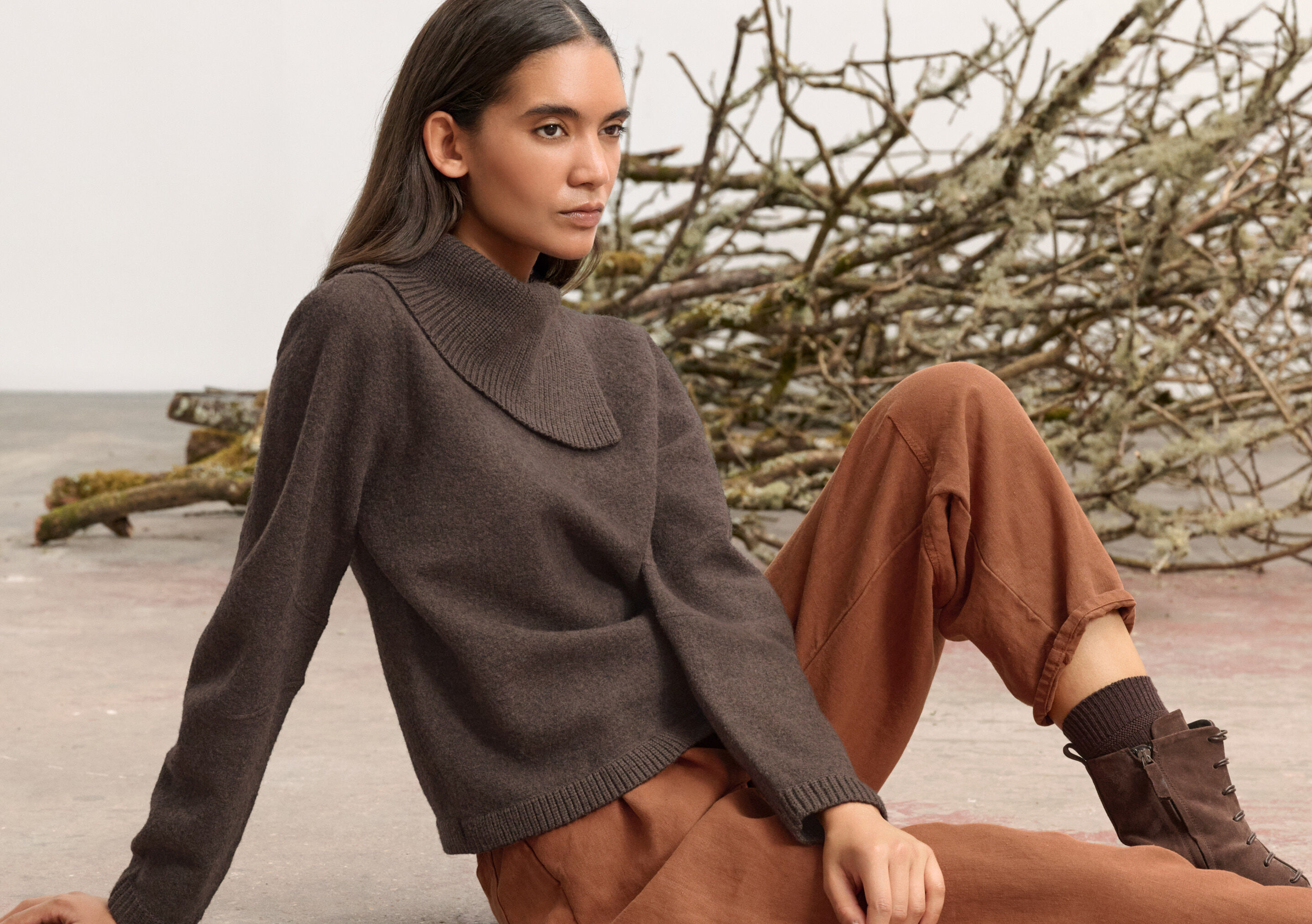 Split-collar sweater