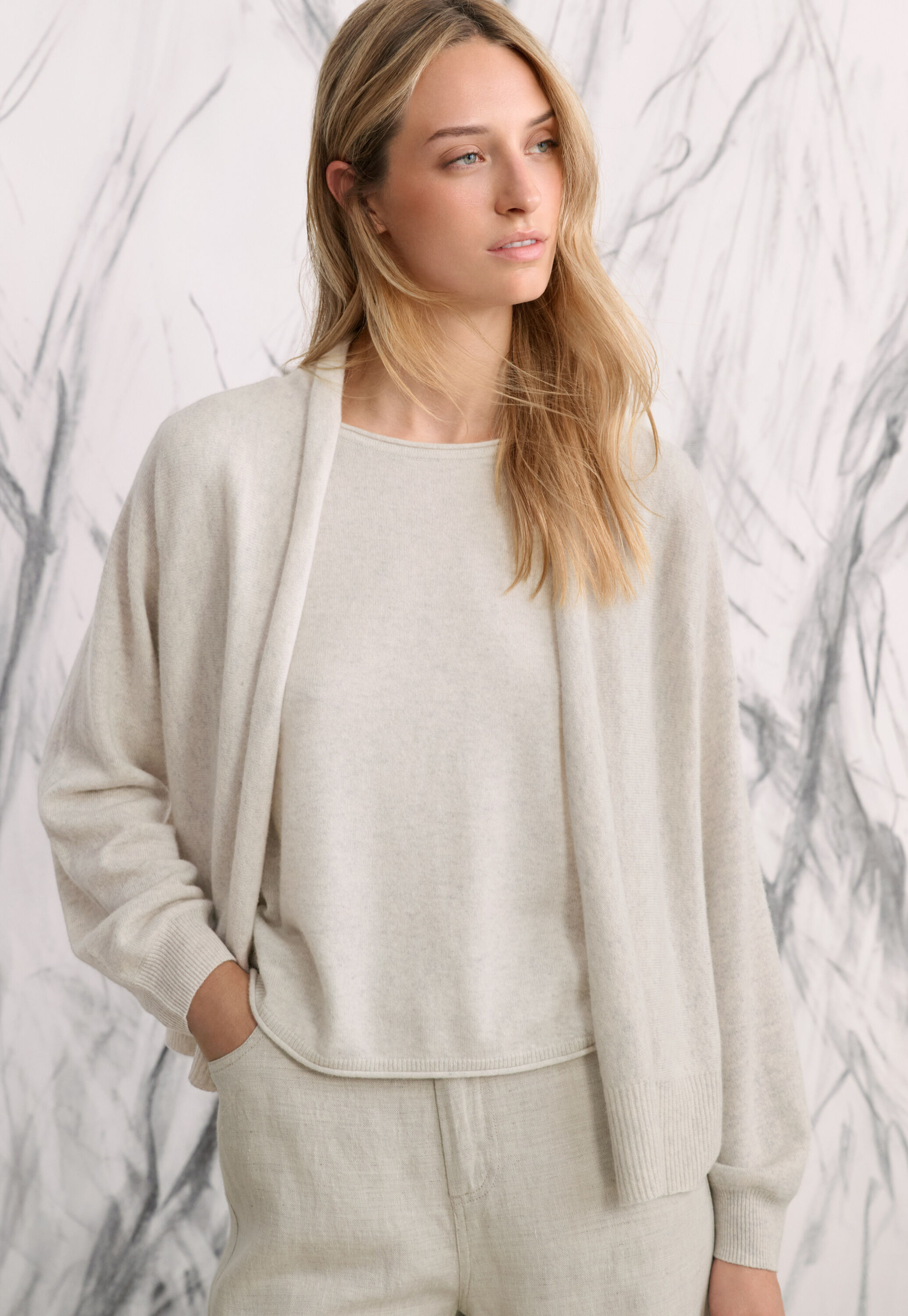 Dolman shawl-collar cardigan, Grey pearl, large