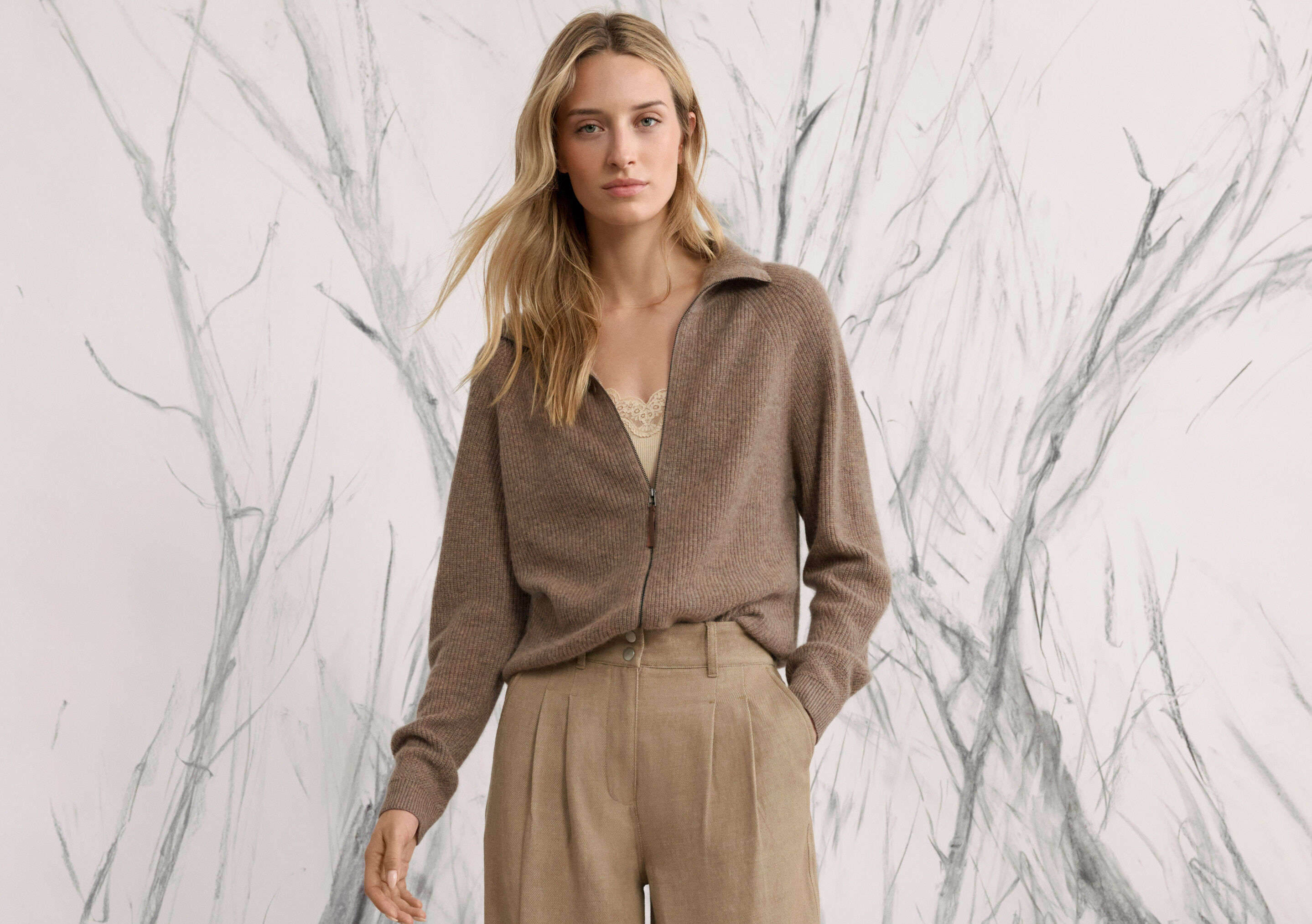 Zip-front cardigan