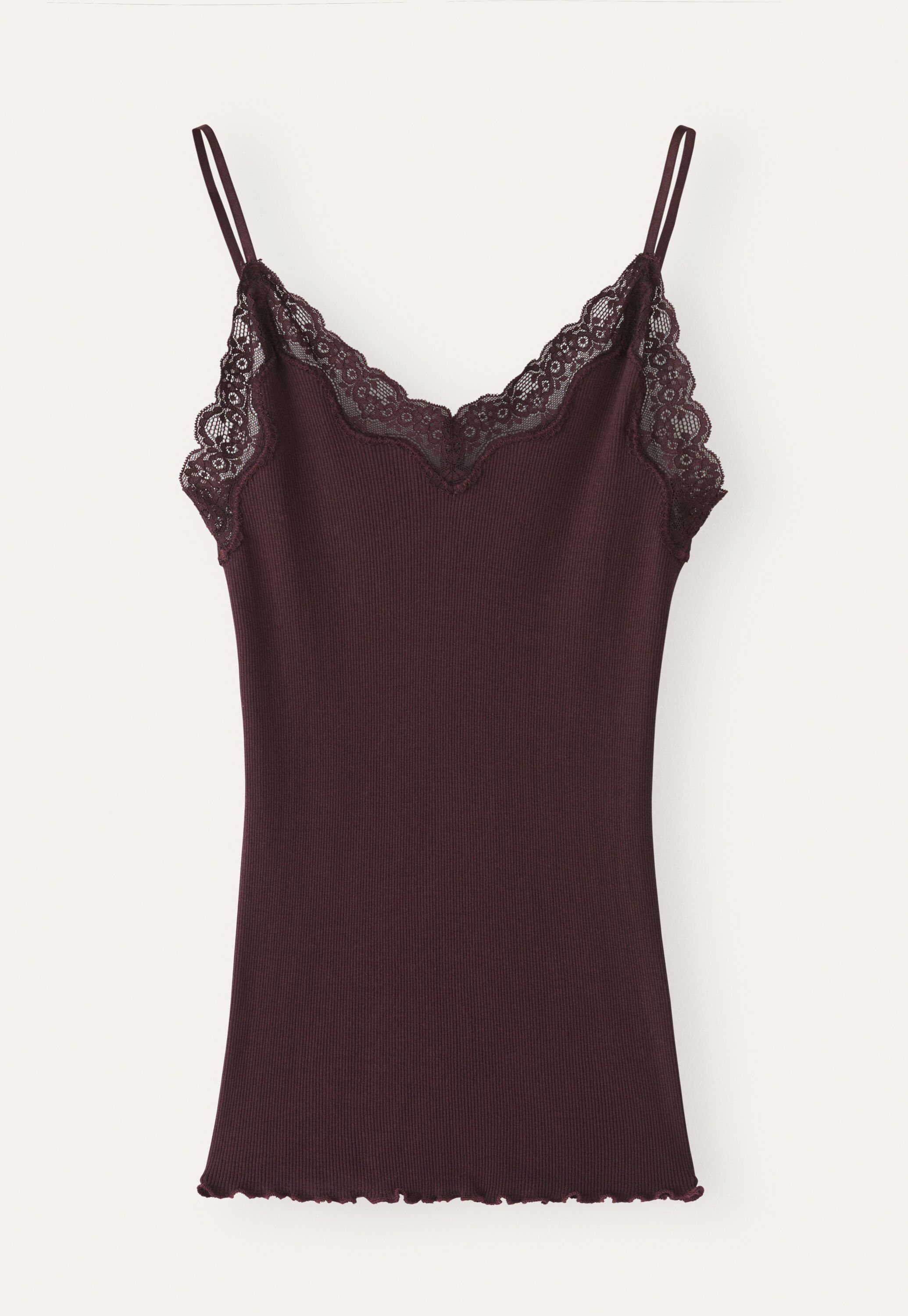 Lace-trim vest, Prune, large