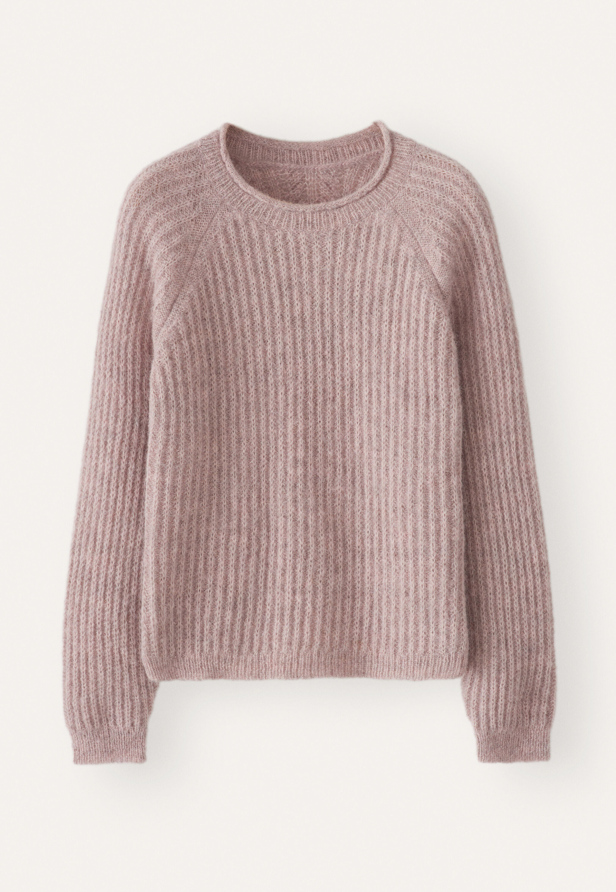 Round-neck ribbed sweater, Lilac grey, large