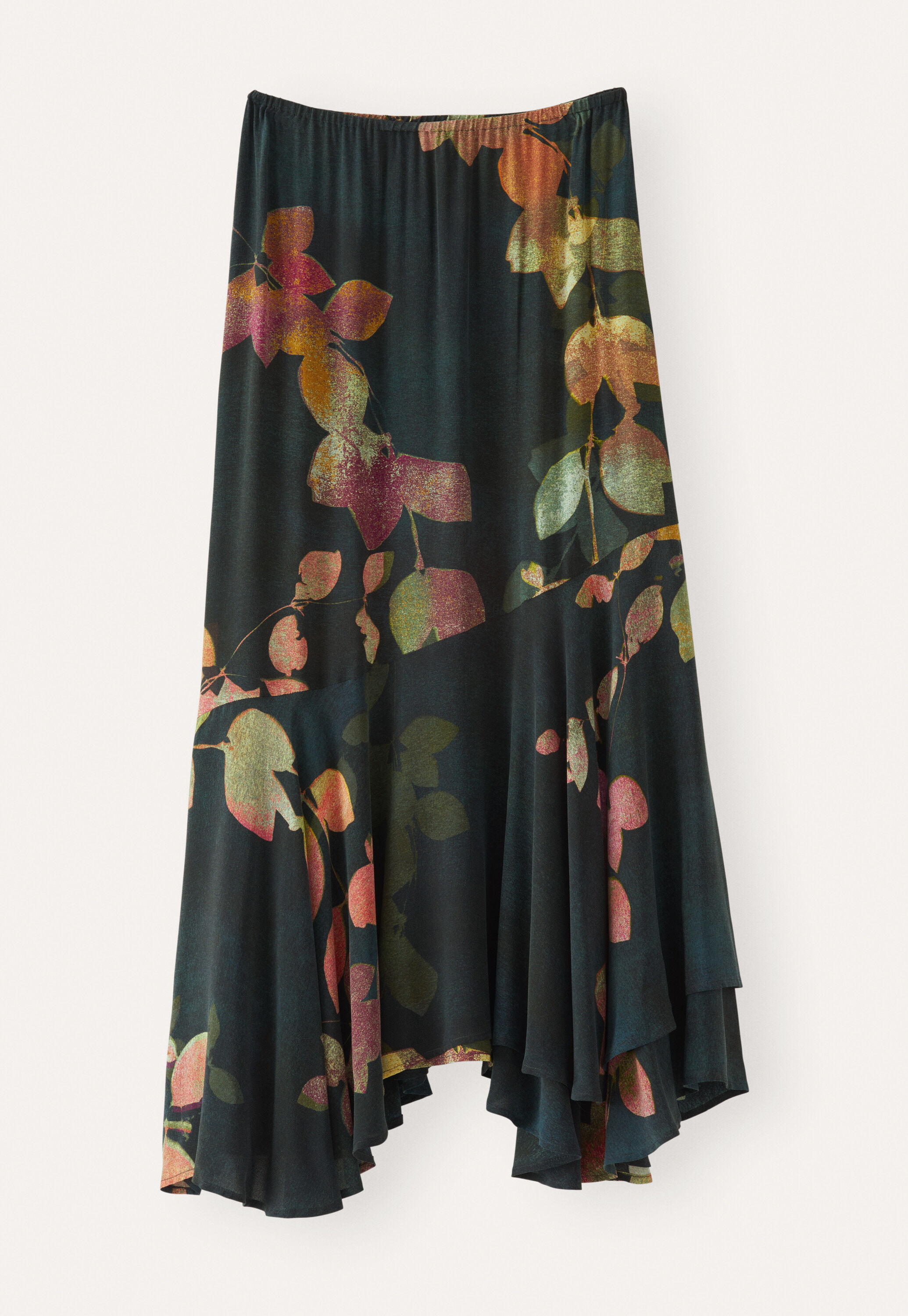 Asymmetric fluted hem skirt, Charcoal plum, large