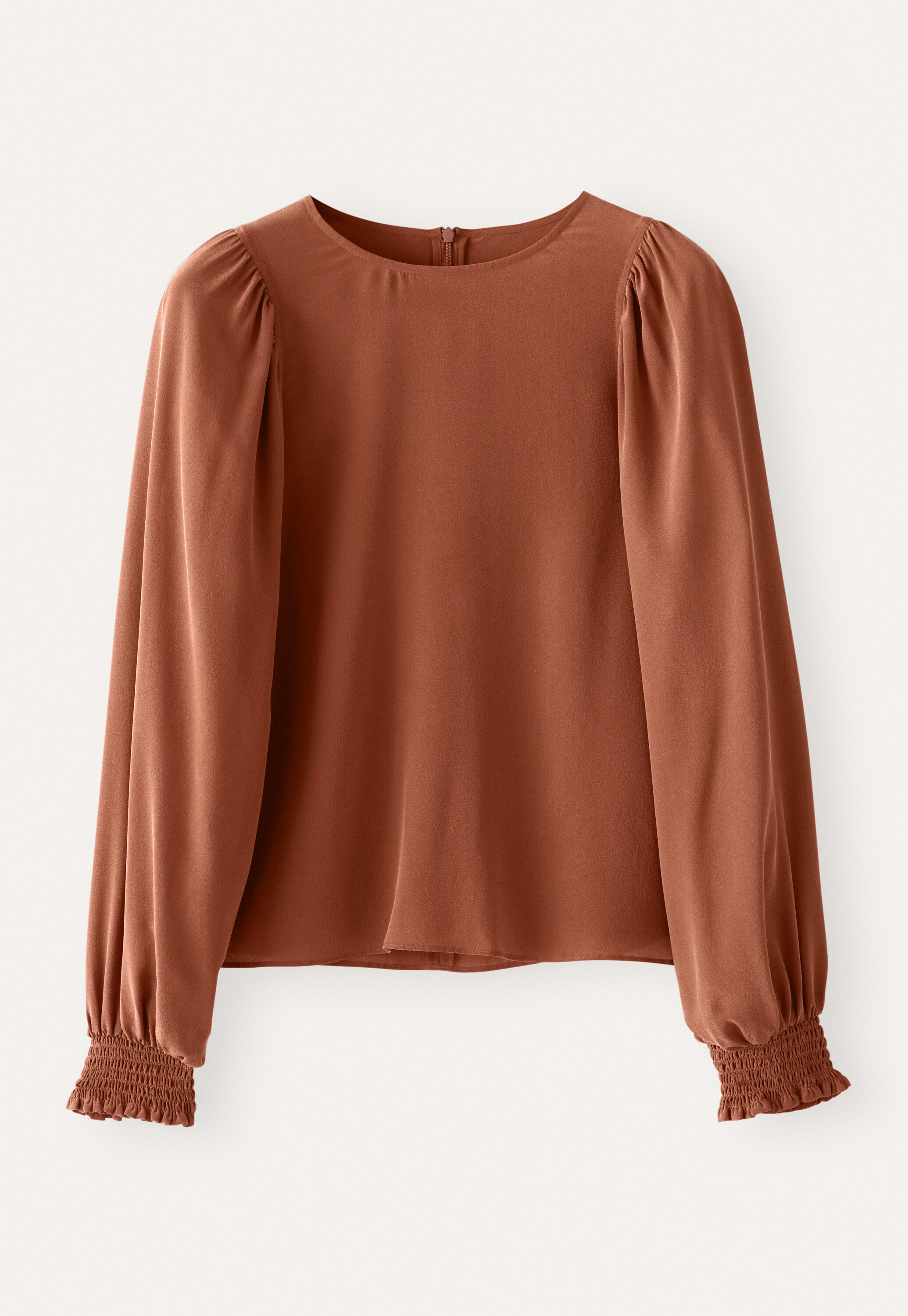 Gathered-sleeve blouse, Blush, large