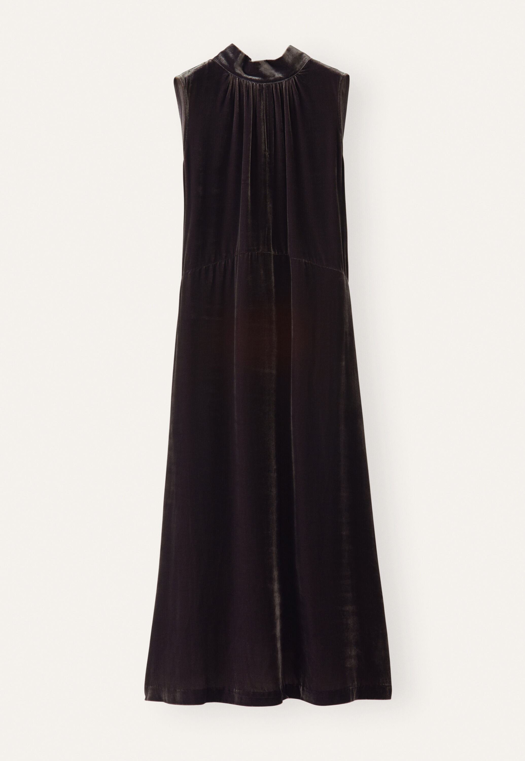 Sleeveless dress with back neck tie, Dark mulberry, large