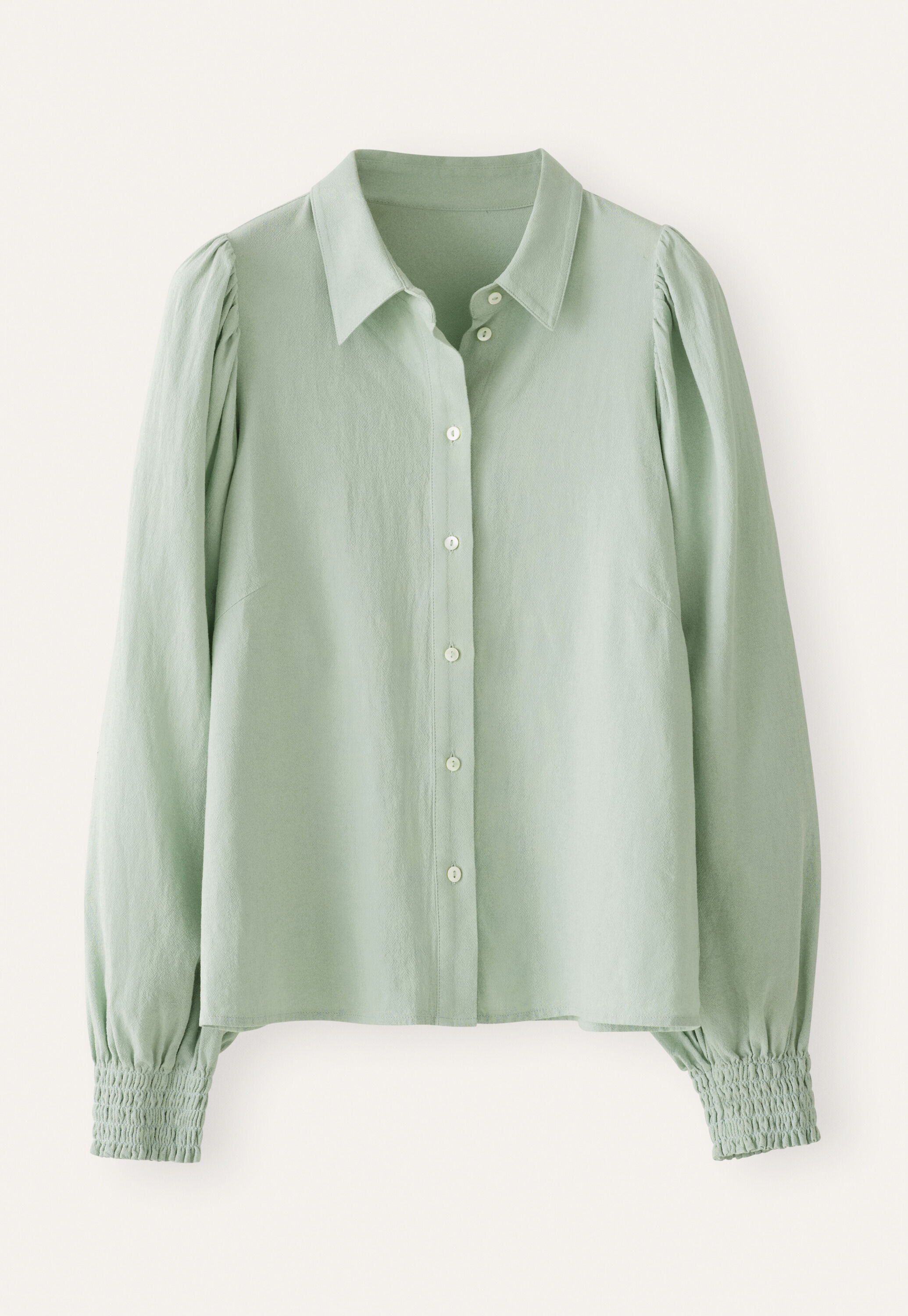 Gathered sleeve shirt, Aqua mint, large