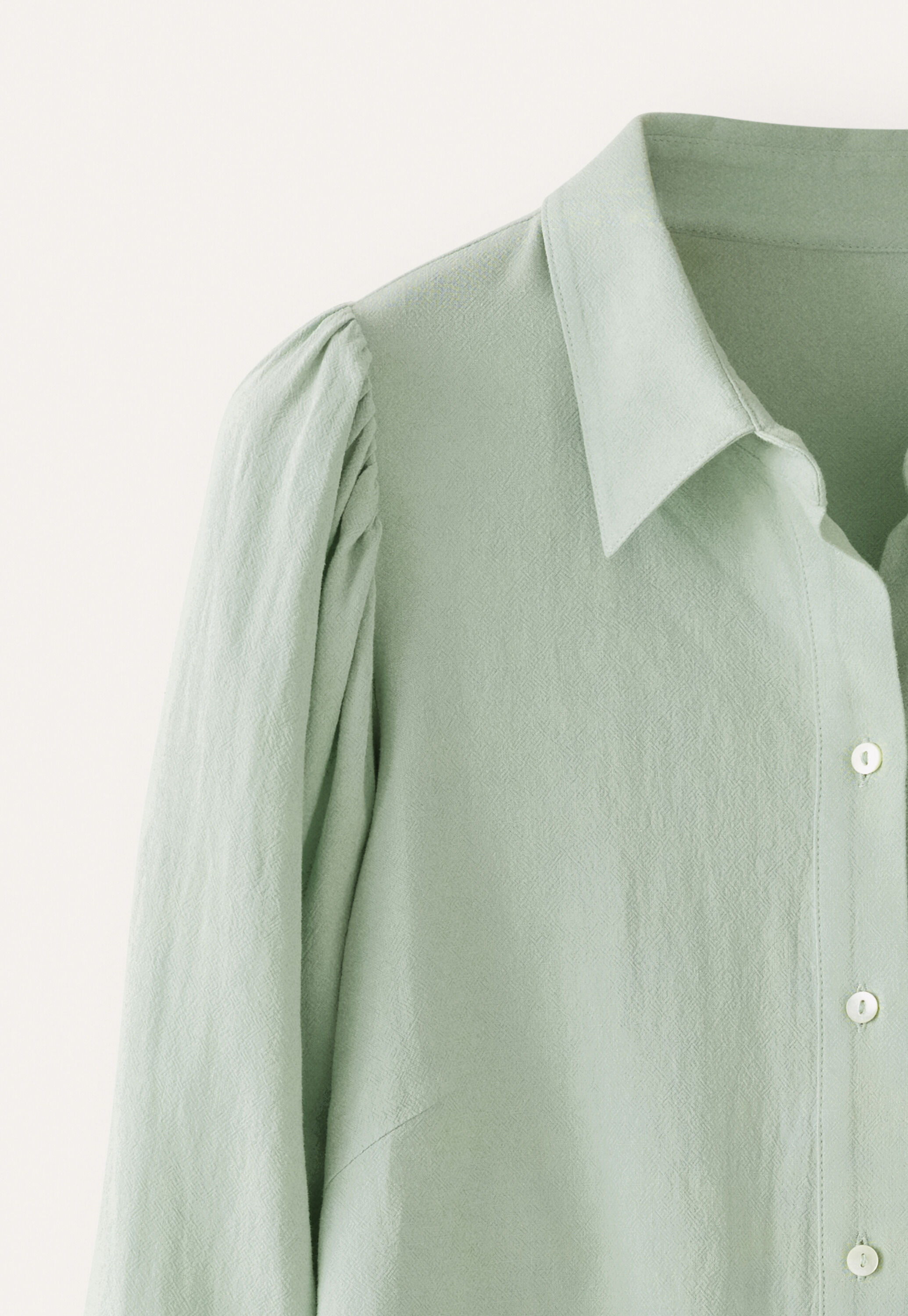 Gathered sleeve shirt, Aqua mint, large