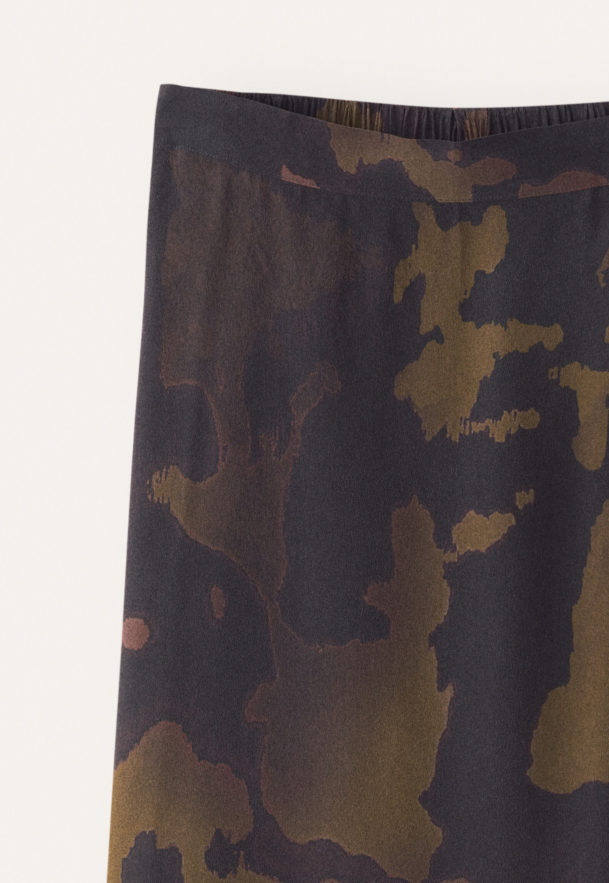 Printed skirt with side-split, Coffee moss, large