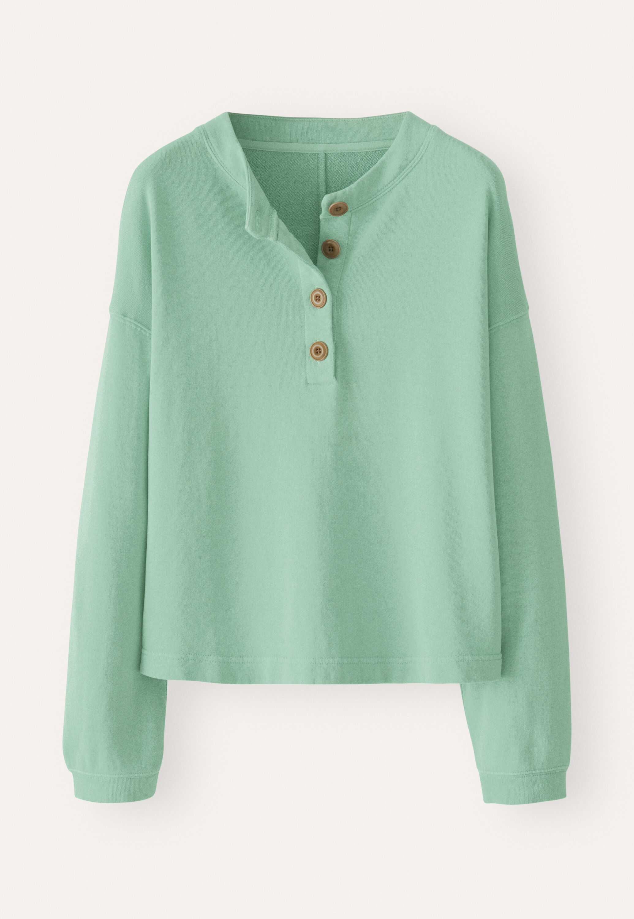 Button placket jersey top, Aqua jade, large