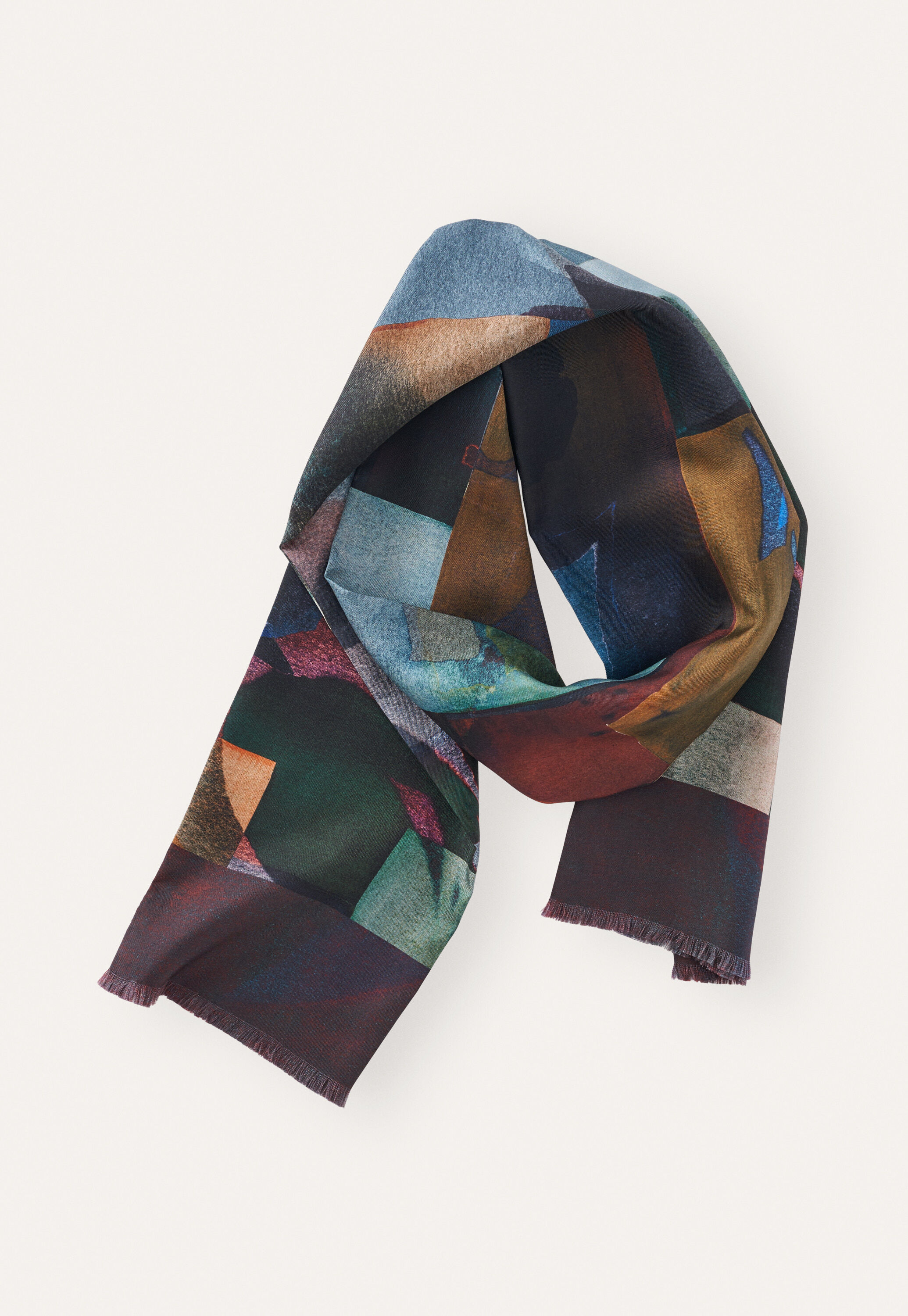 Long printed scarf, Ink ocean, large