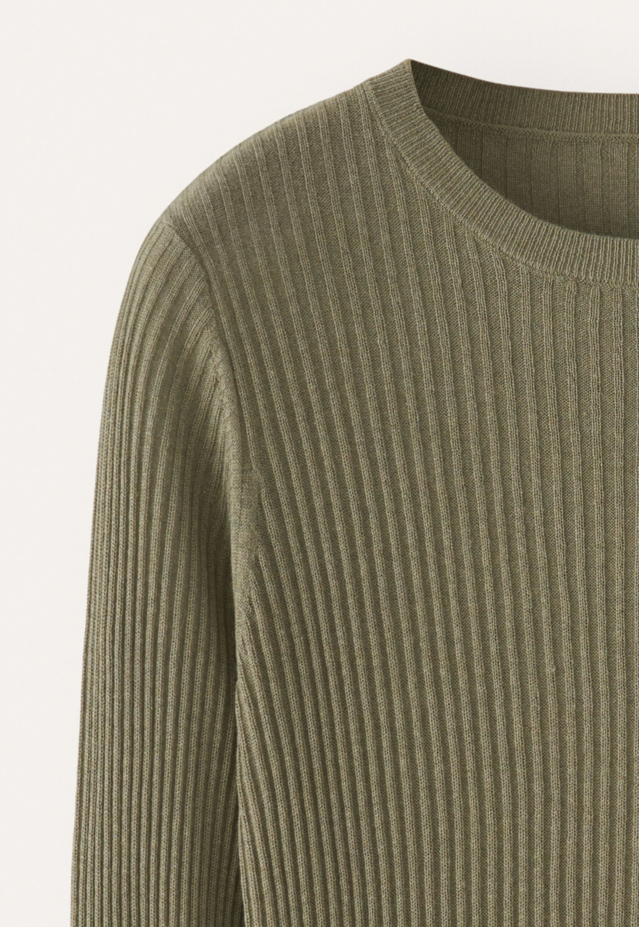 Ribbed sweater, Moss taupe, large