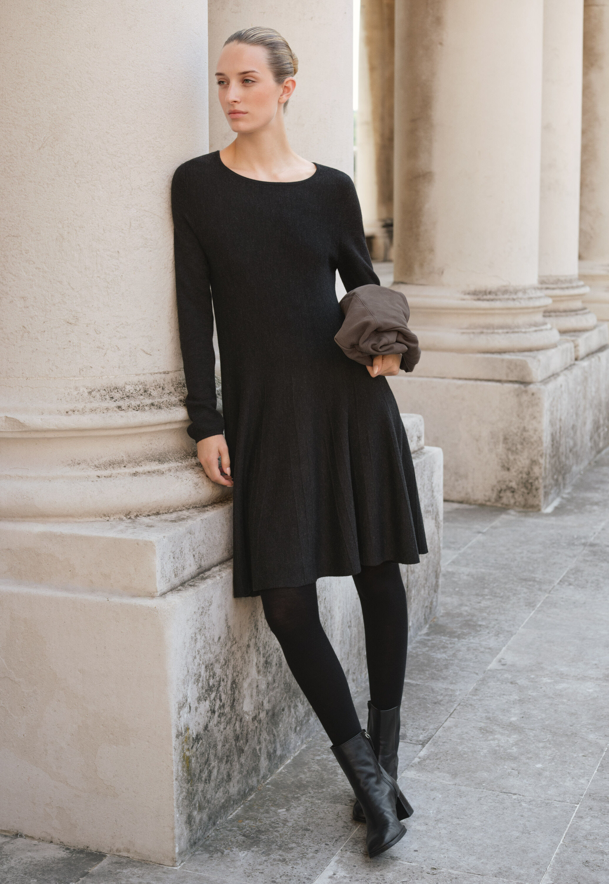 Knitted fit-and-flare dress