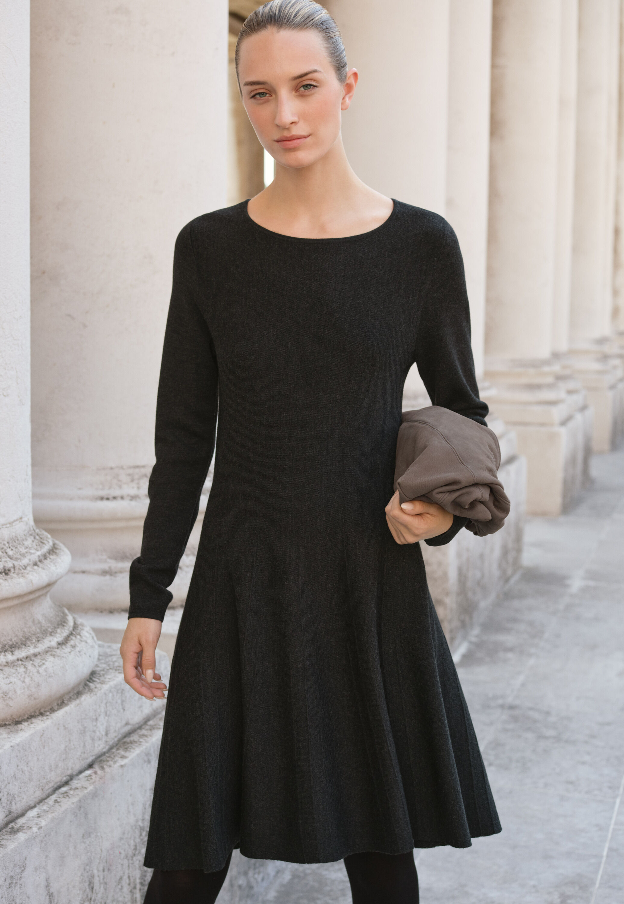 Knitted fit-and-flare dress