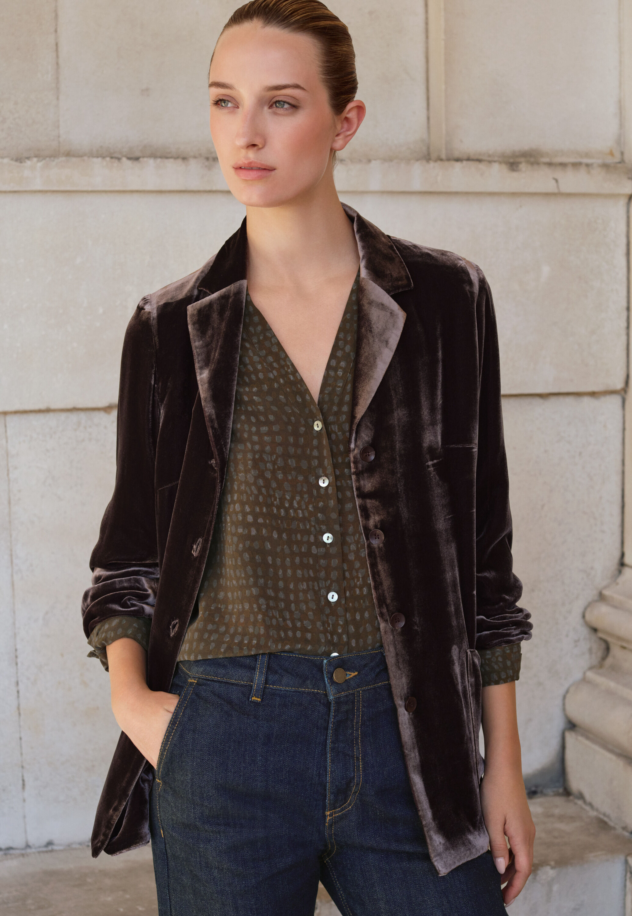 Long velvet jacket