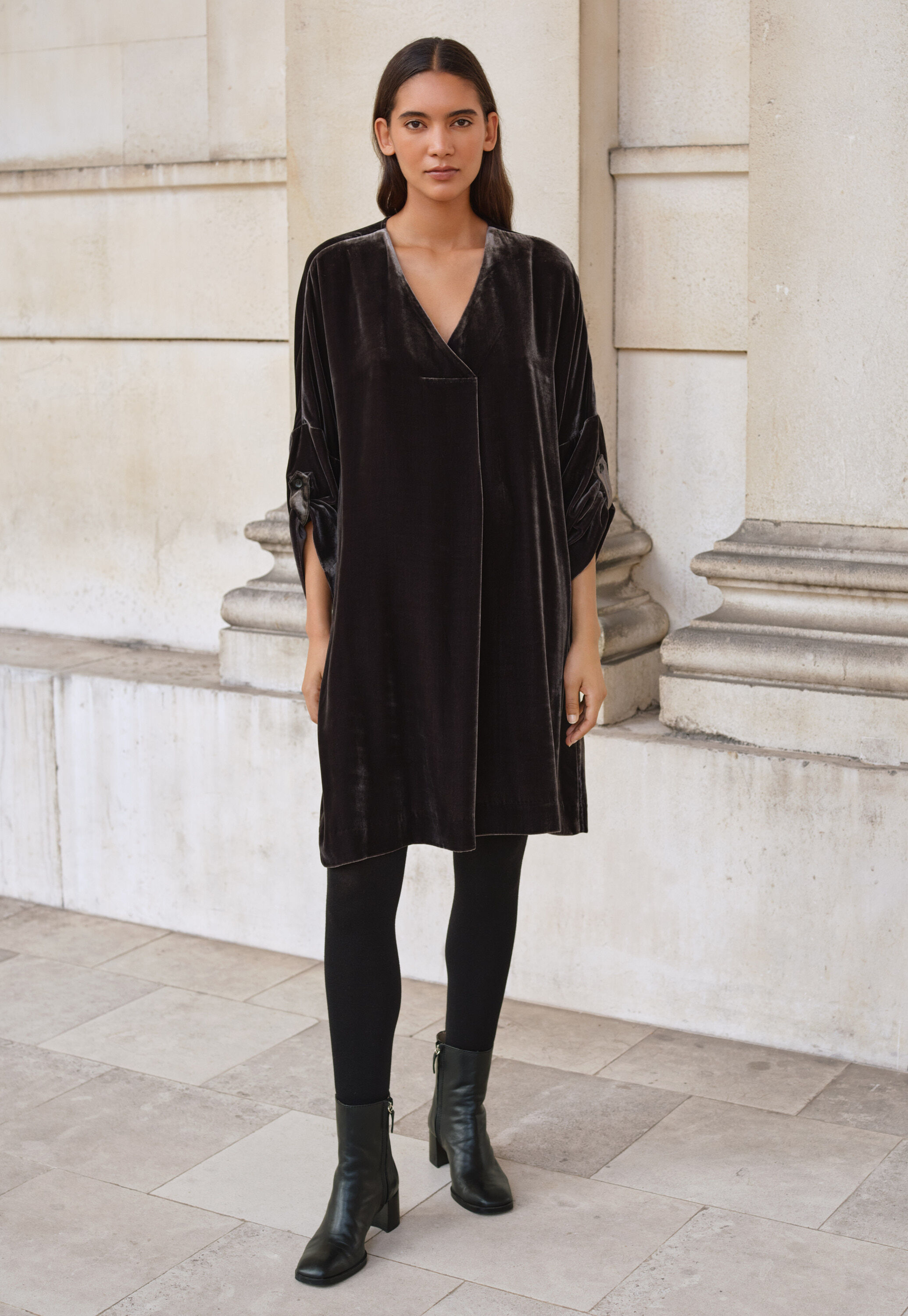 Velvet v-neck dress