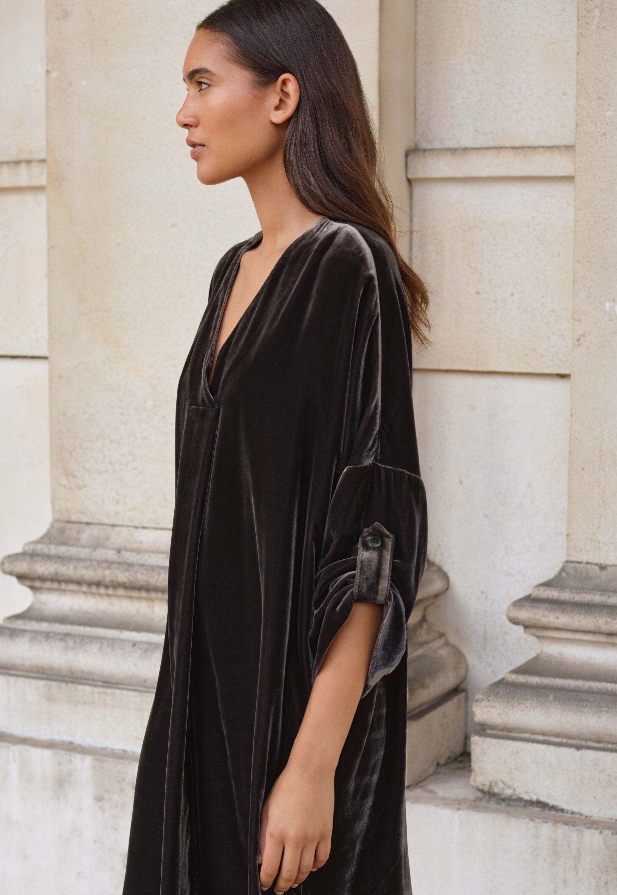 Velvet v-neck dress