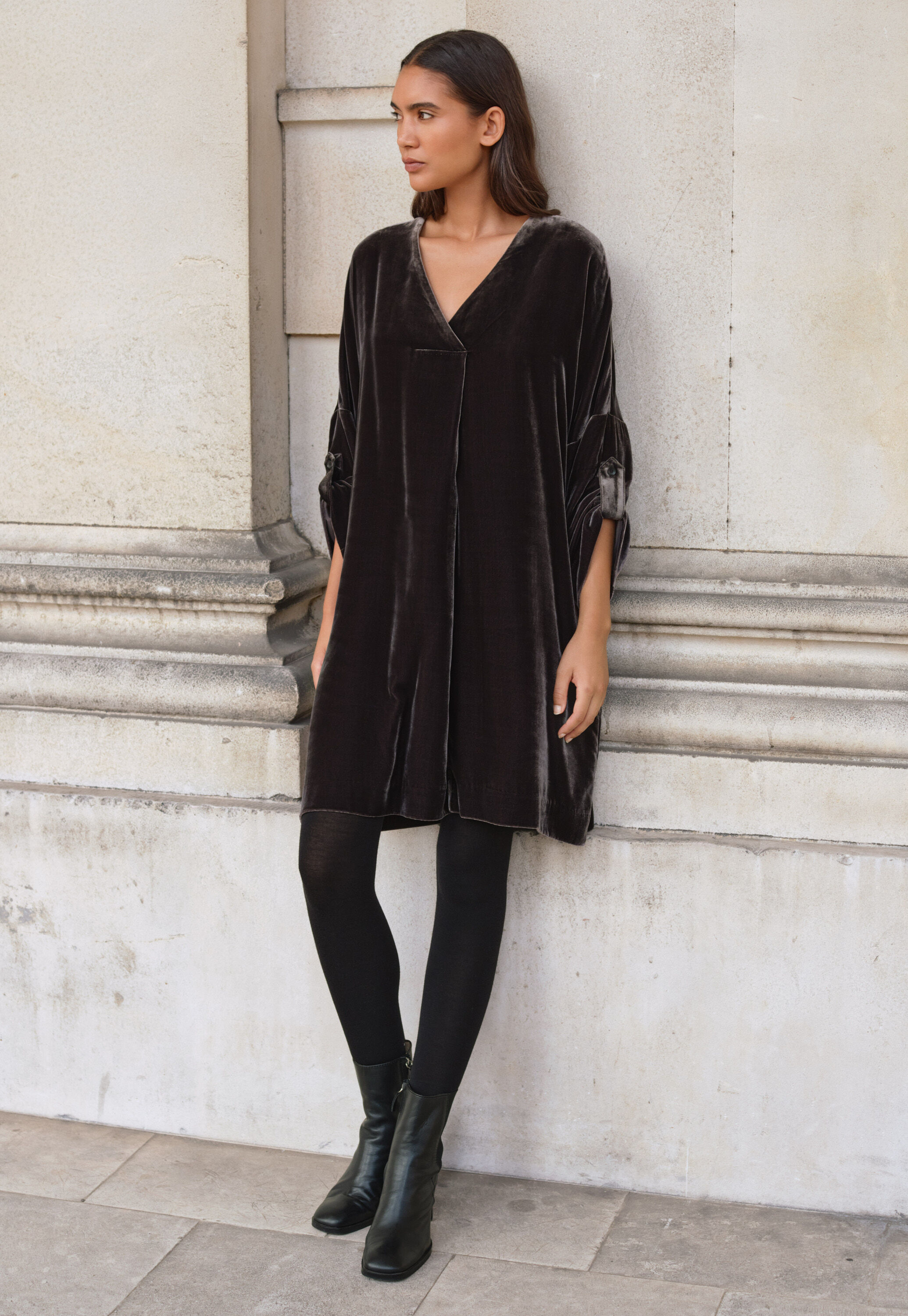 Velvet v-neck dress