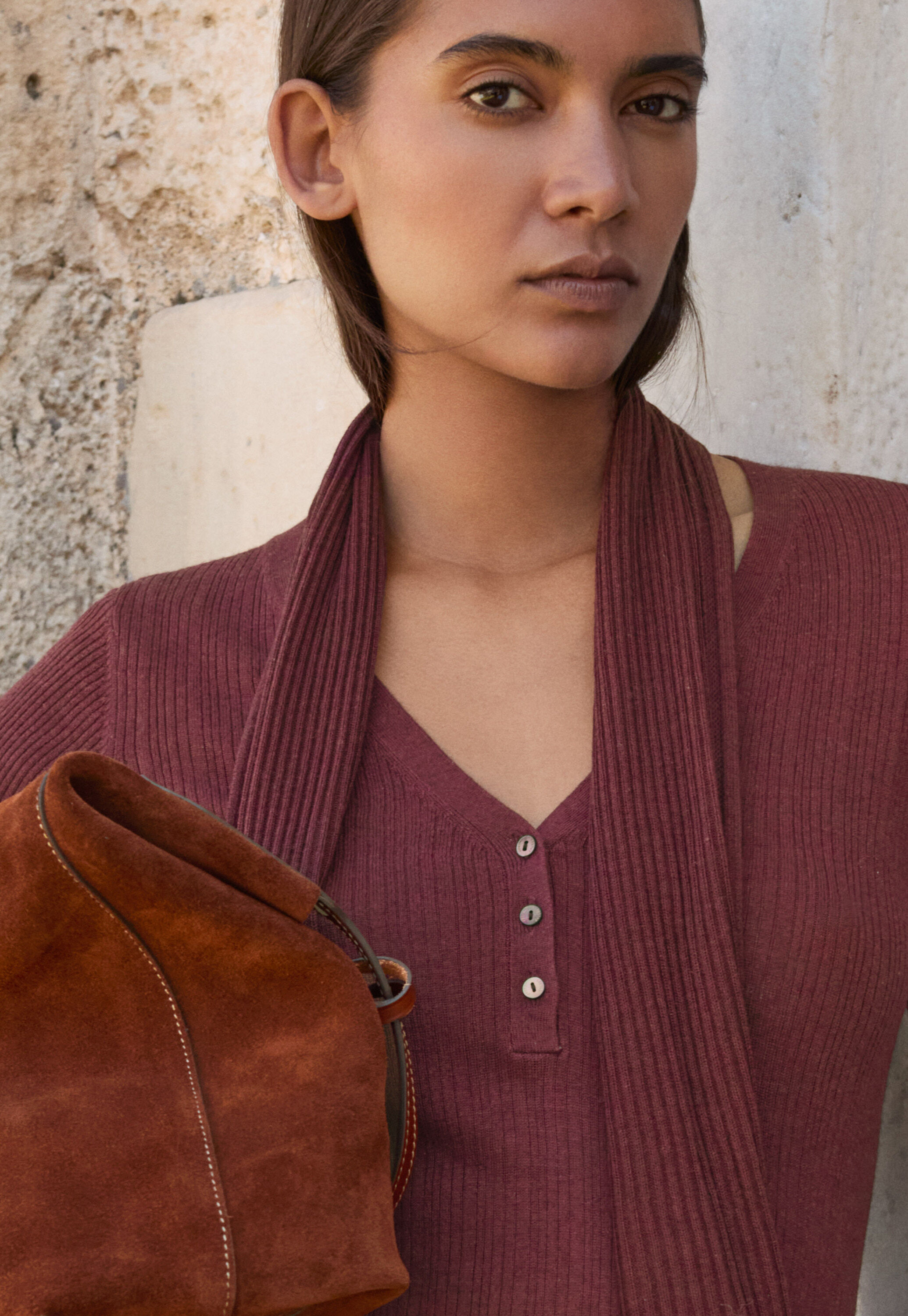 Ribbed v-neck sweater