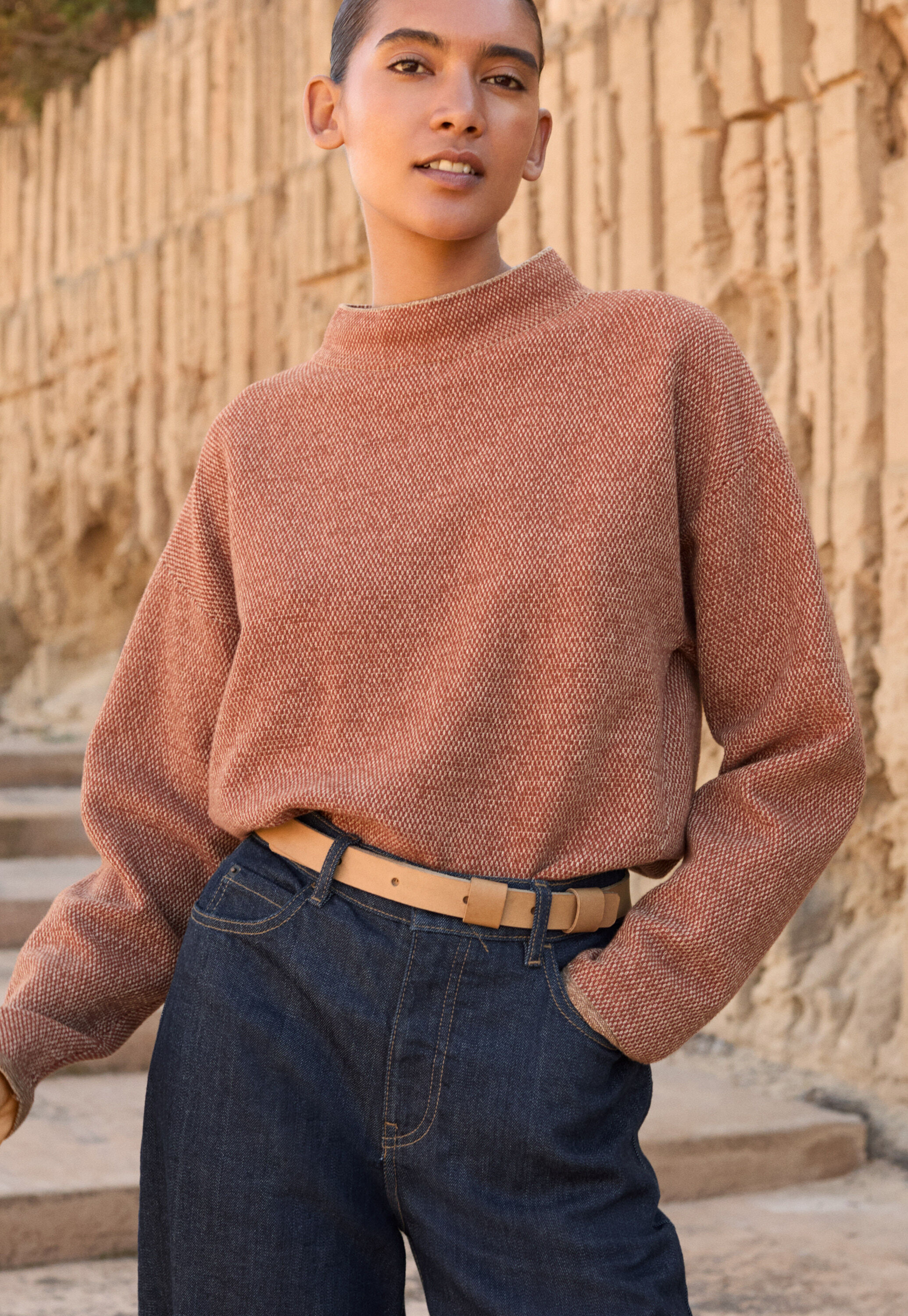 Inlay-stitch sweater
