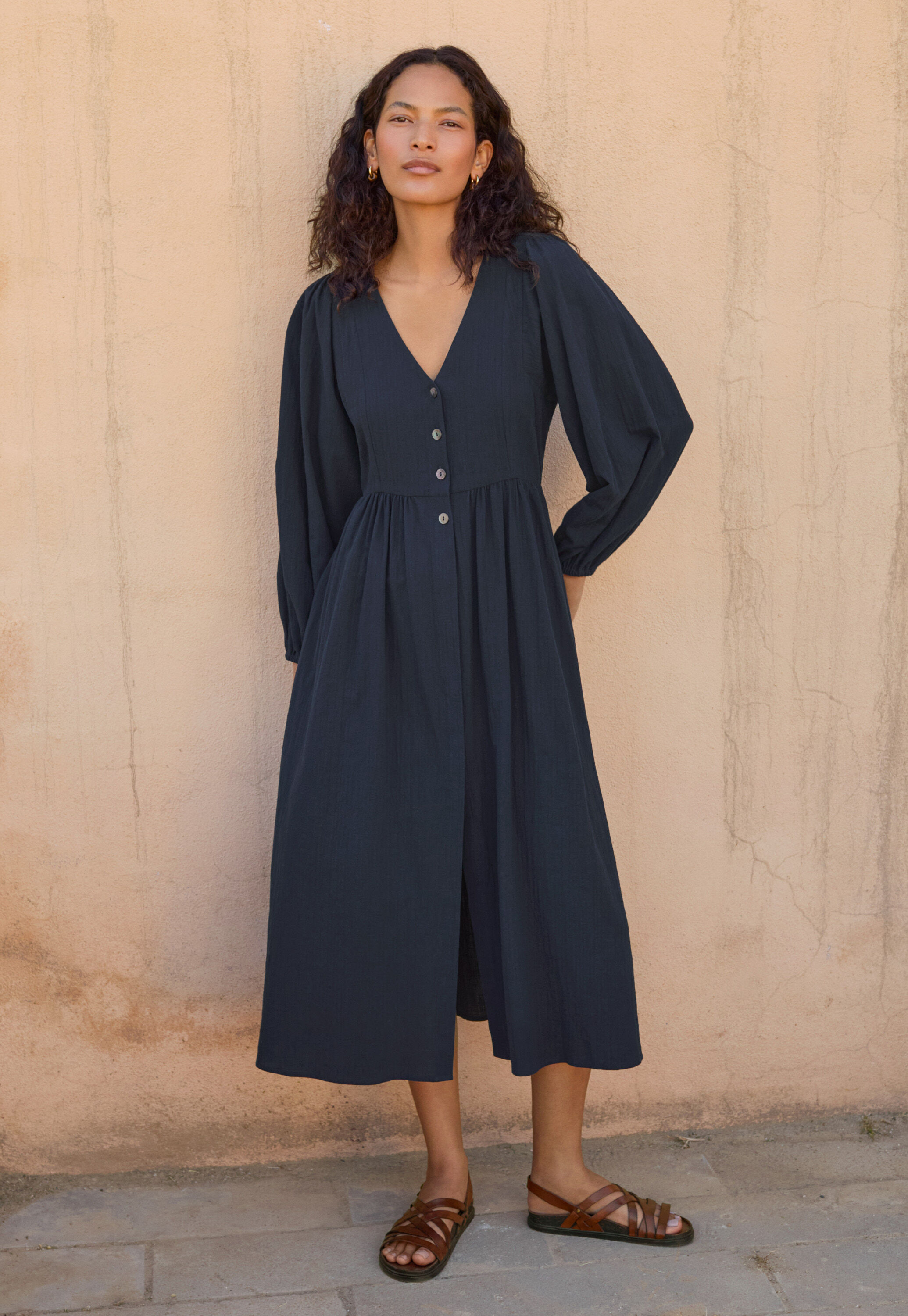 Gathered sleeve dress