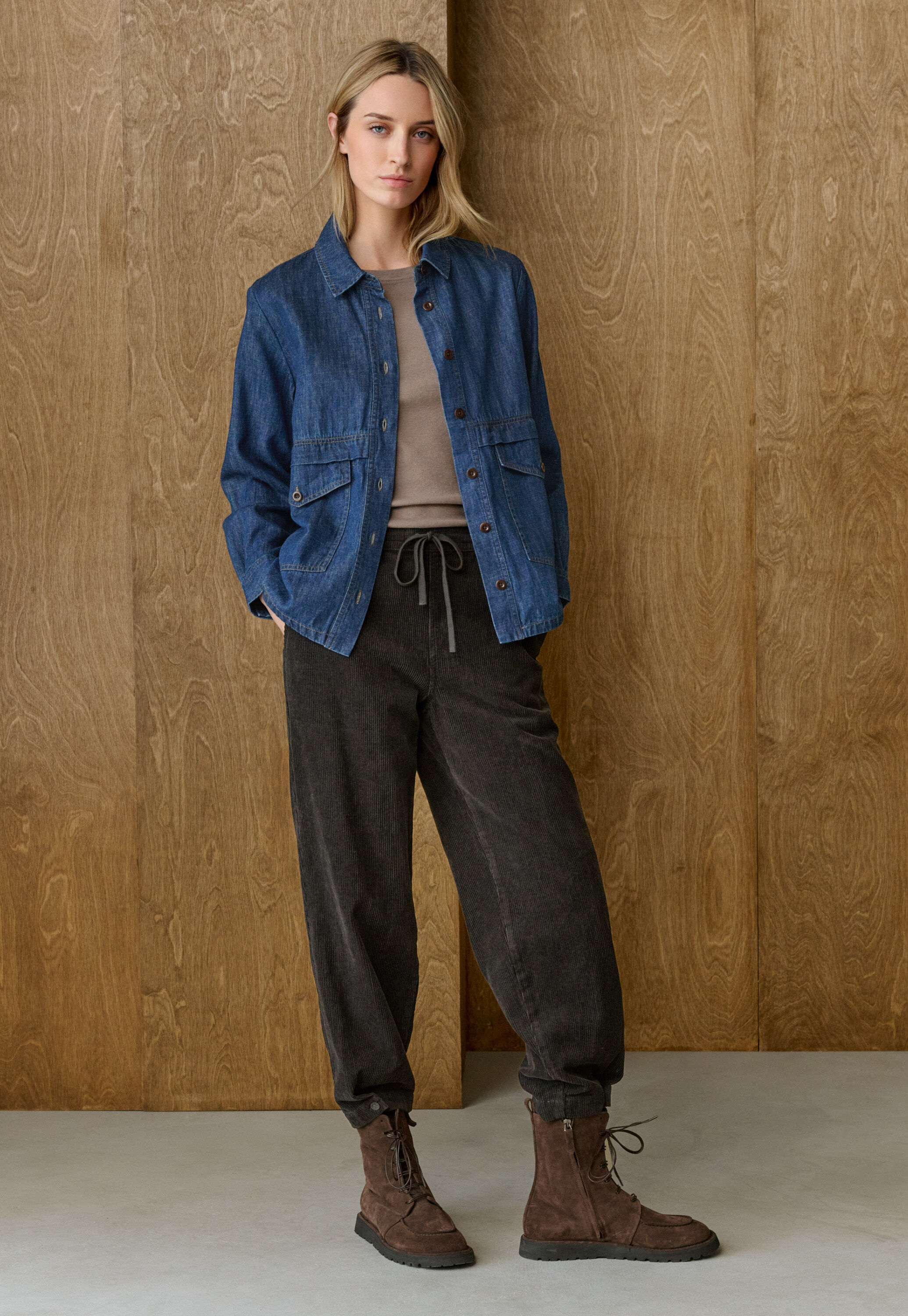 Indigo-dyed overshirt
