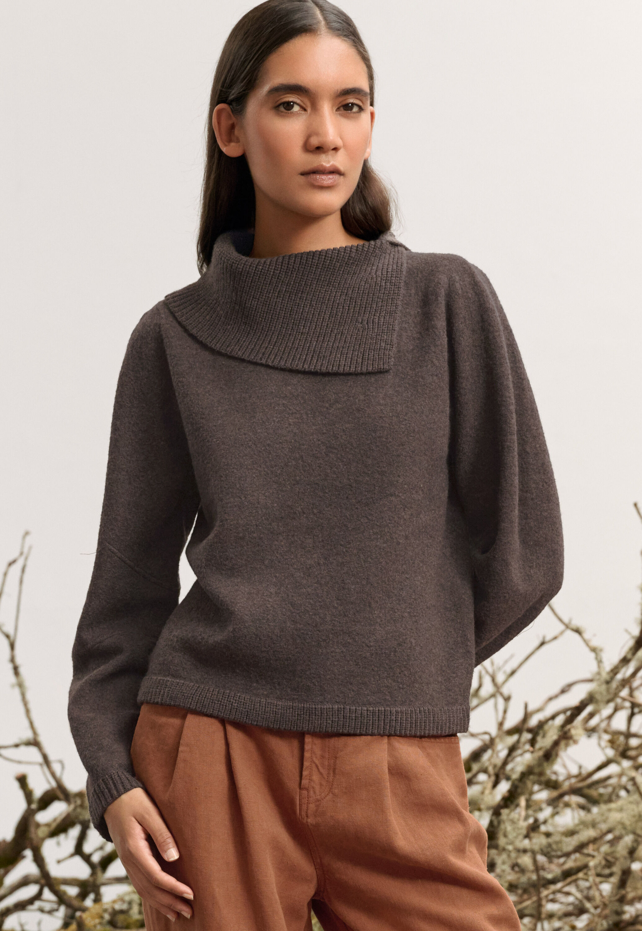 Split-collar sweater