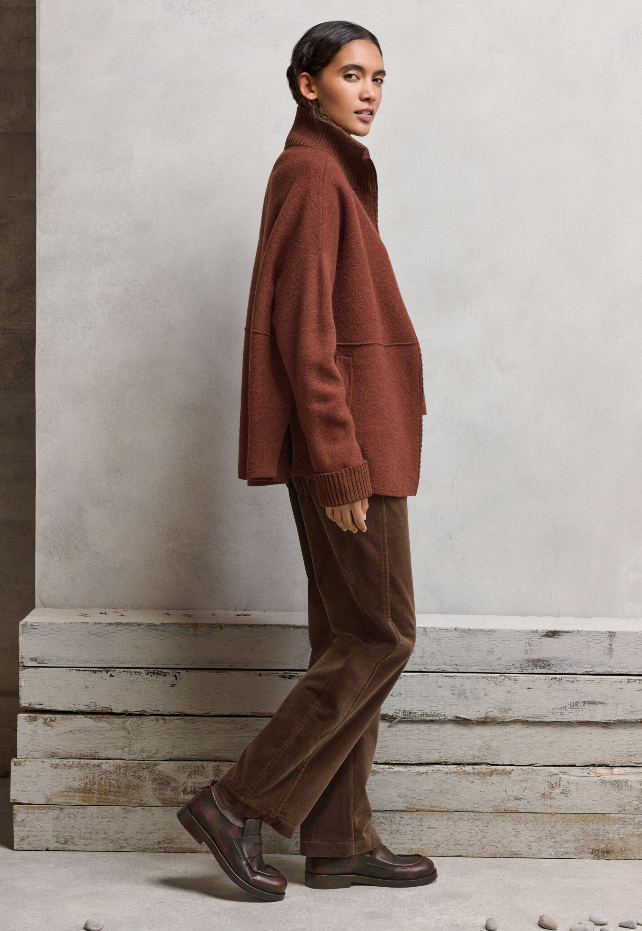Zip-front knitted jacket