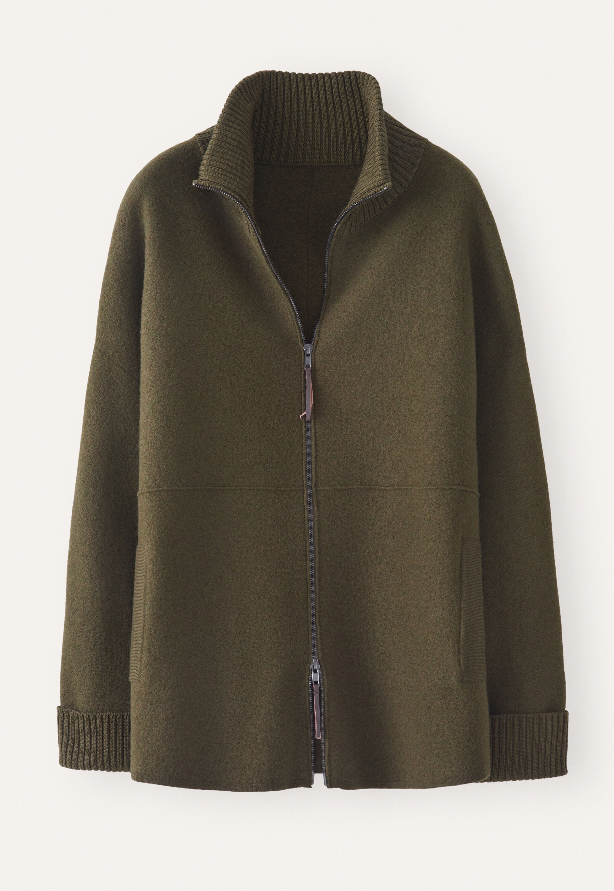 Zip-front knitted jacket