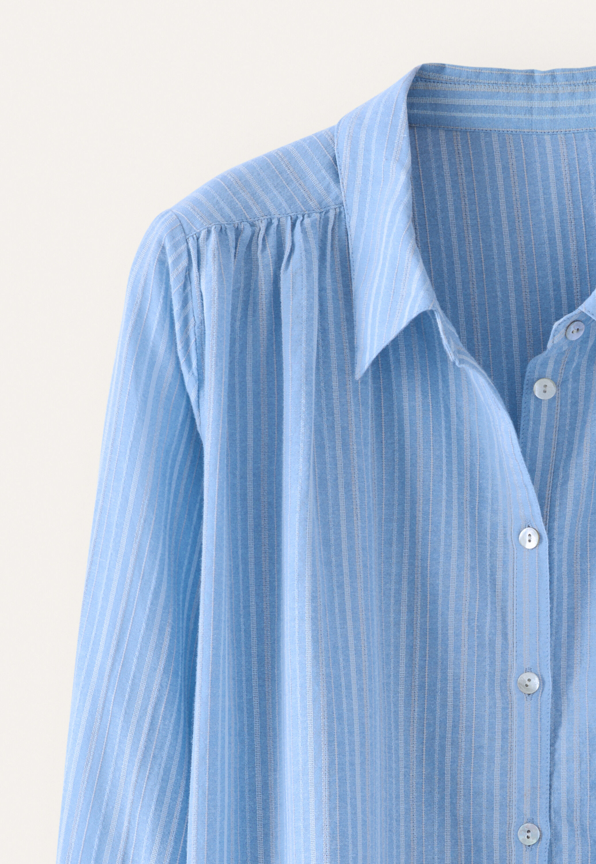 Striped blouse with gathers