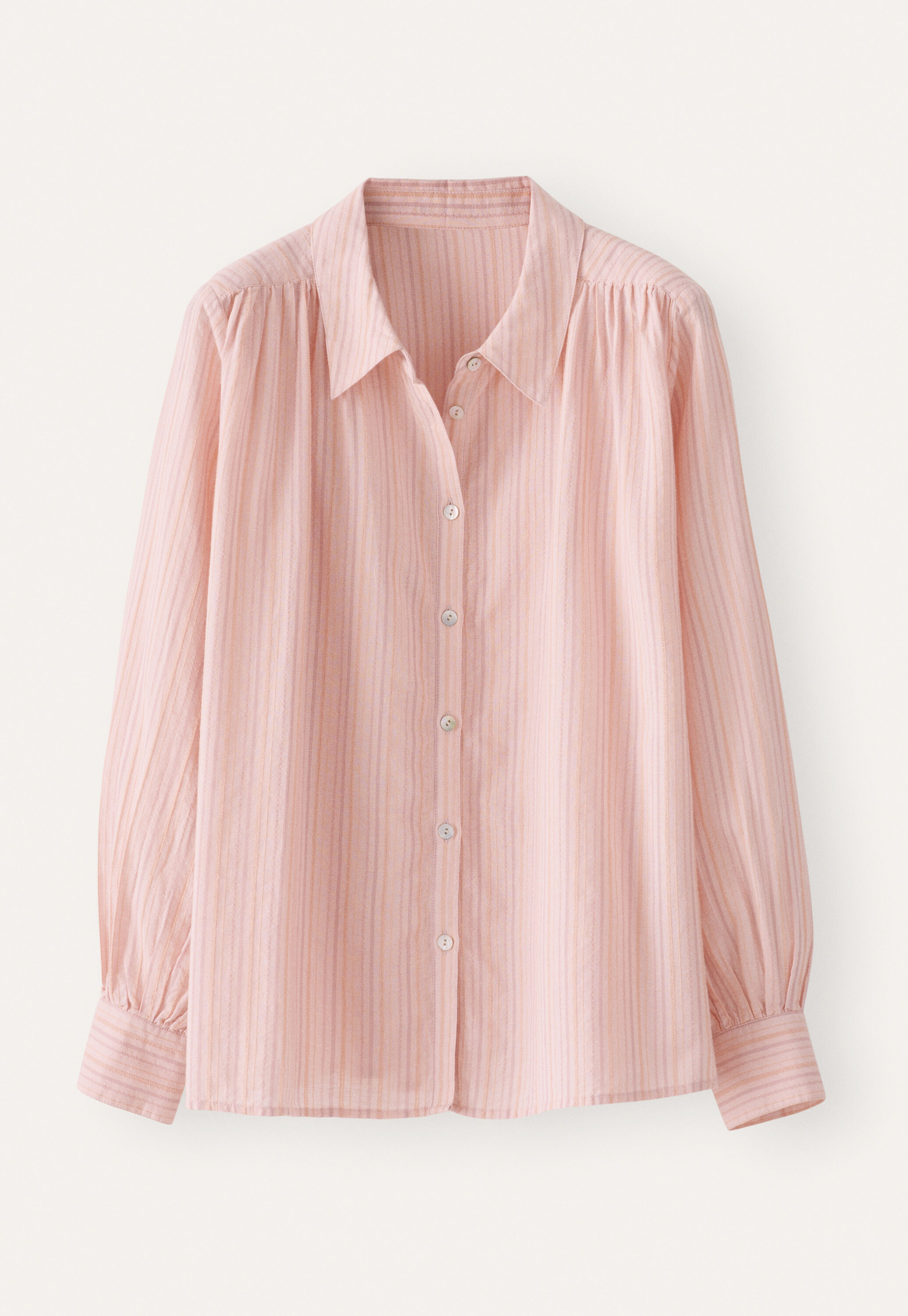 Striped blouse with gathers